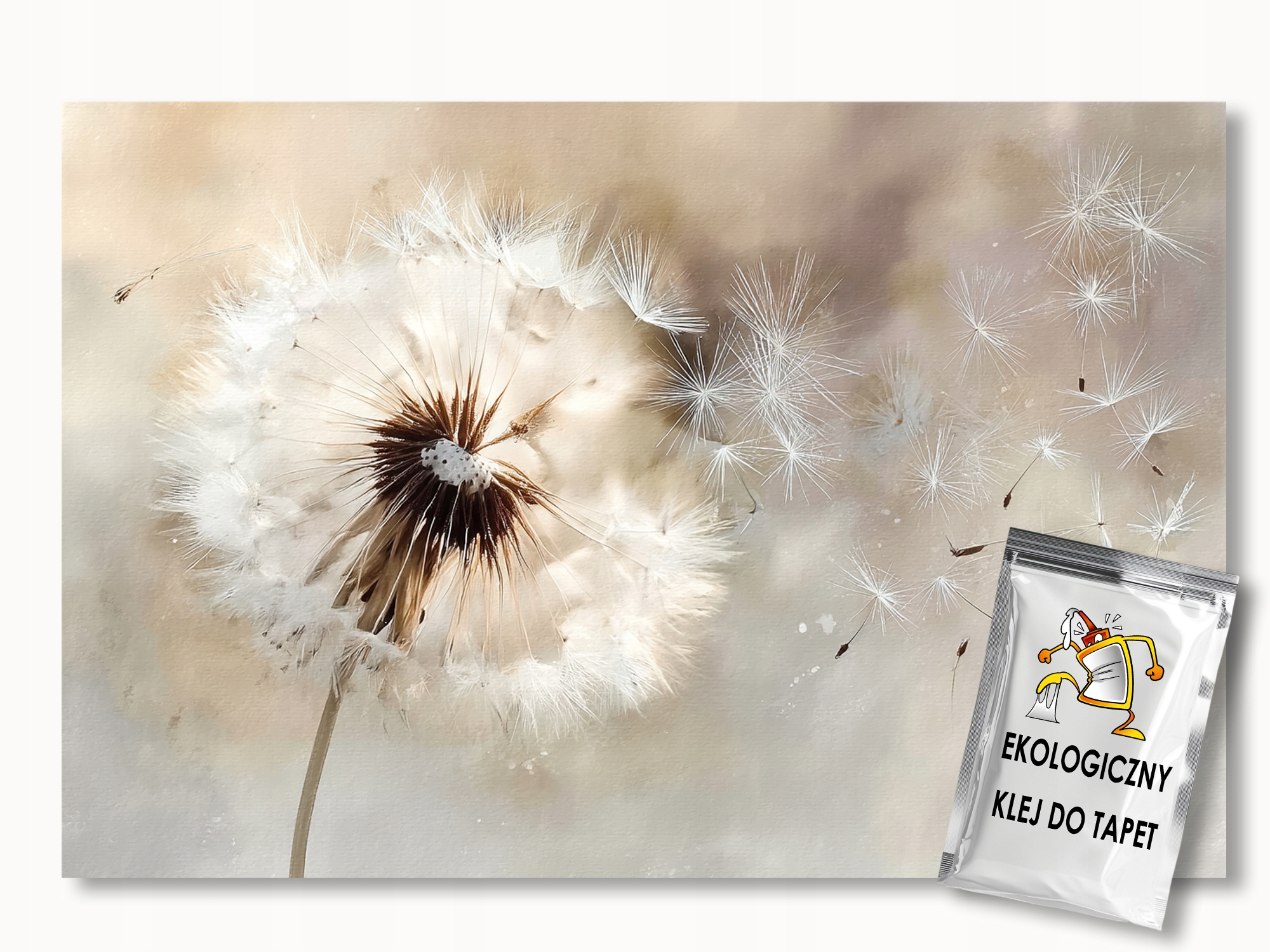 Fototapeta Flizelina Akvarel Béžová Boho Květ Pampeliška Puch 350x270 155g