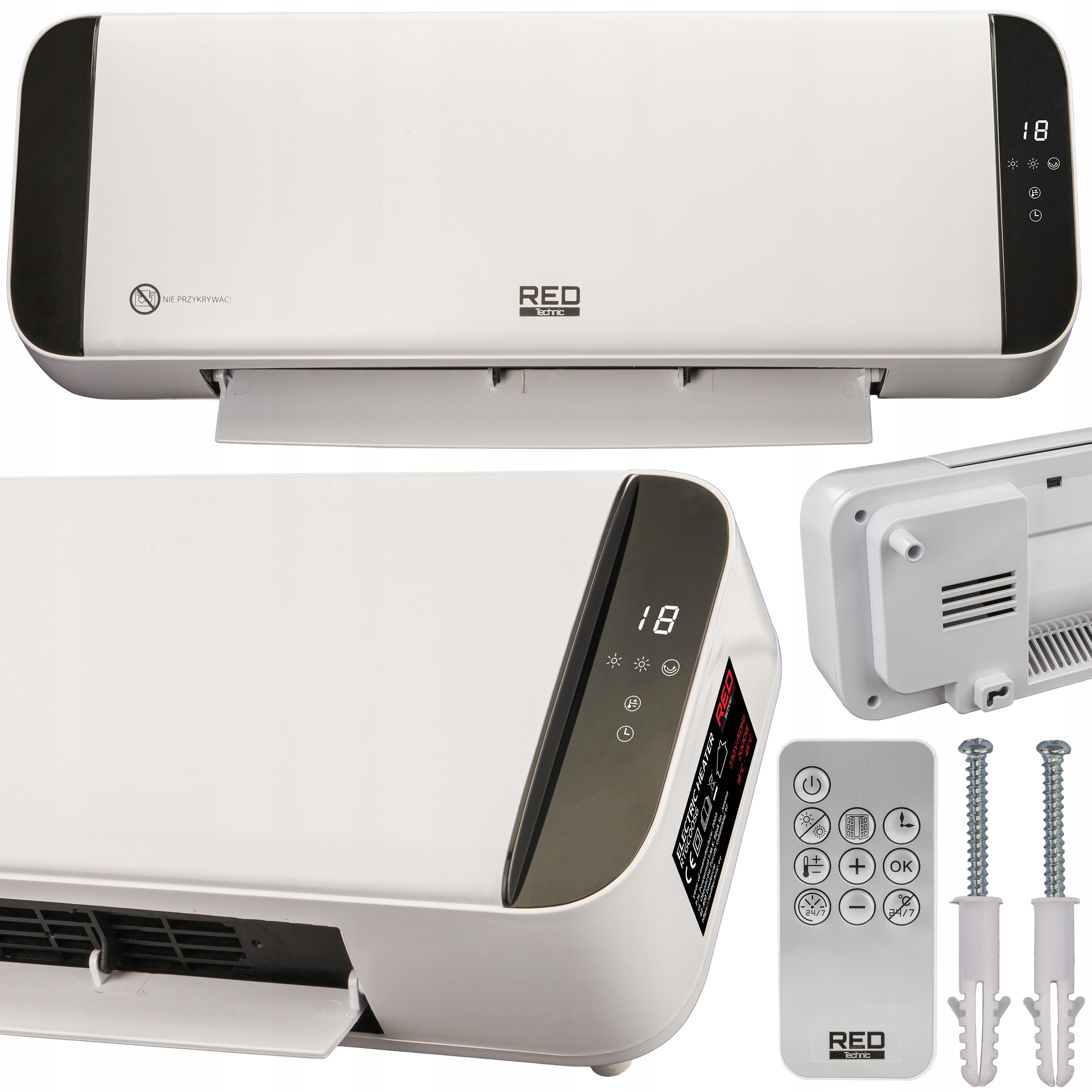 Vzduchová clona s keramickým topením 2000W, dálkové ovládání, termoventilátor, LCD