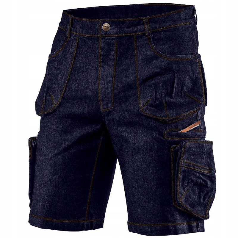 SPODENKI spodnie ROBOCZE KRÓTKIE JEANS STRETCH ELASTYCZNE KOMFORTOWE MOCNE Model DENIM BLUE