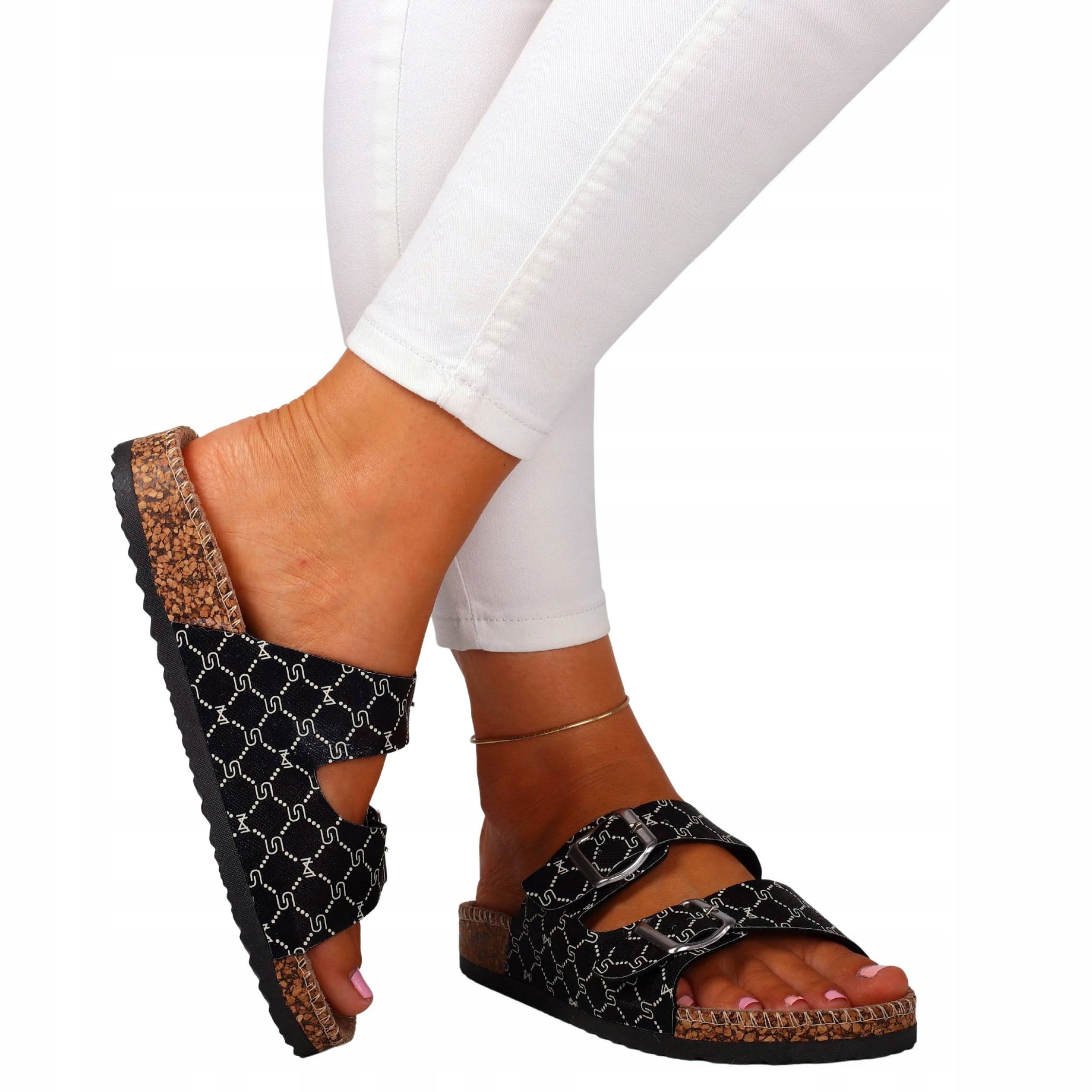 KLAPKI DAMSKIE STYLOWE PROFILOWANE NA KORKU LEKKIE Marka inna