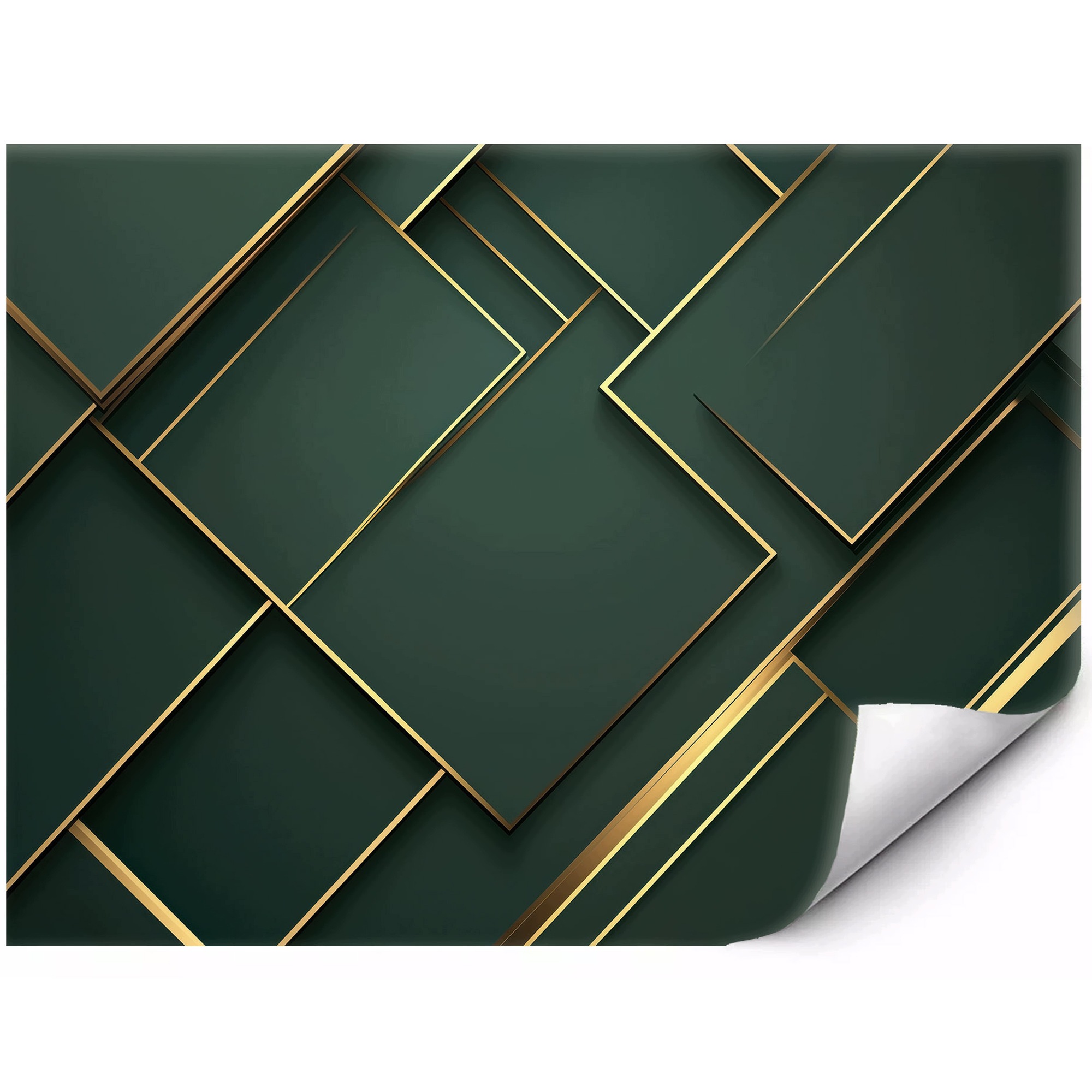 Samoprzylepna Fototapeta Zielona geometria glamour złoto 300x210 cm