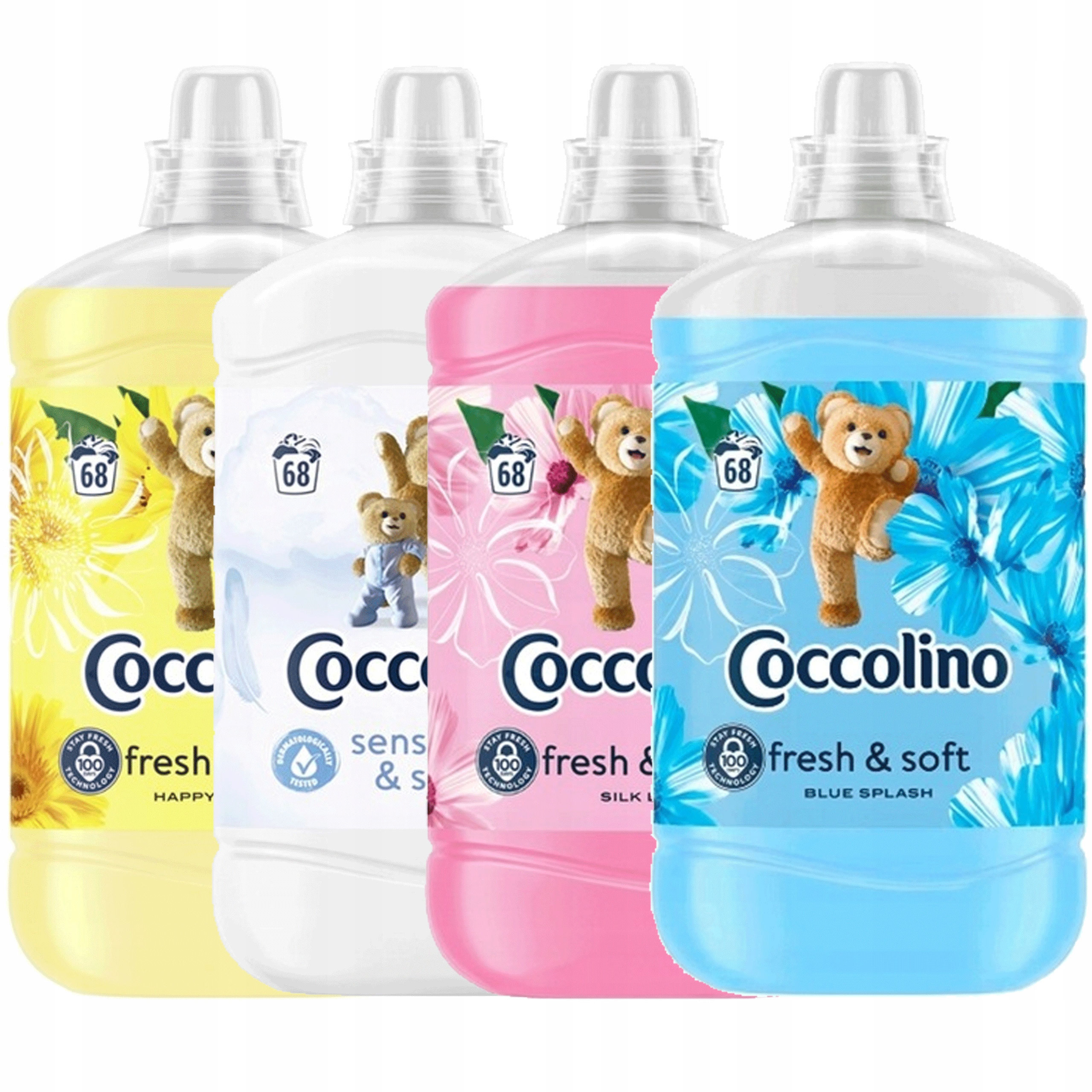 Levně Sada Coccolino Creations Happy Yellow & Blue Splash 1,7l x4 MIX 6,8l