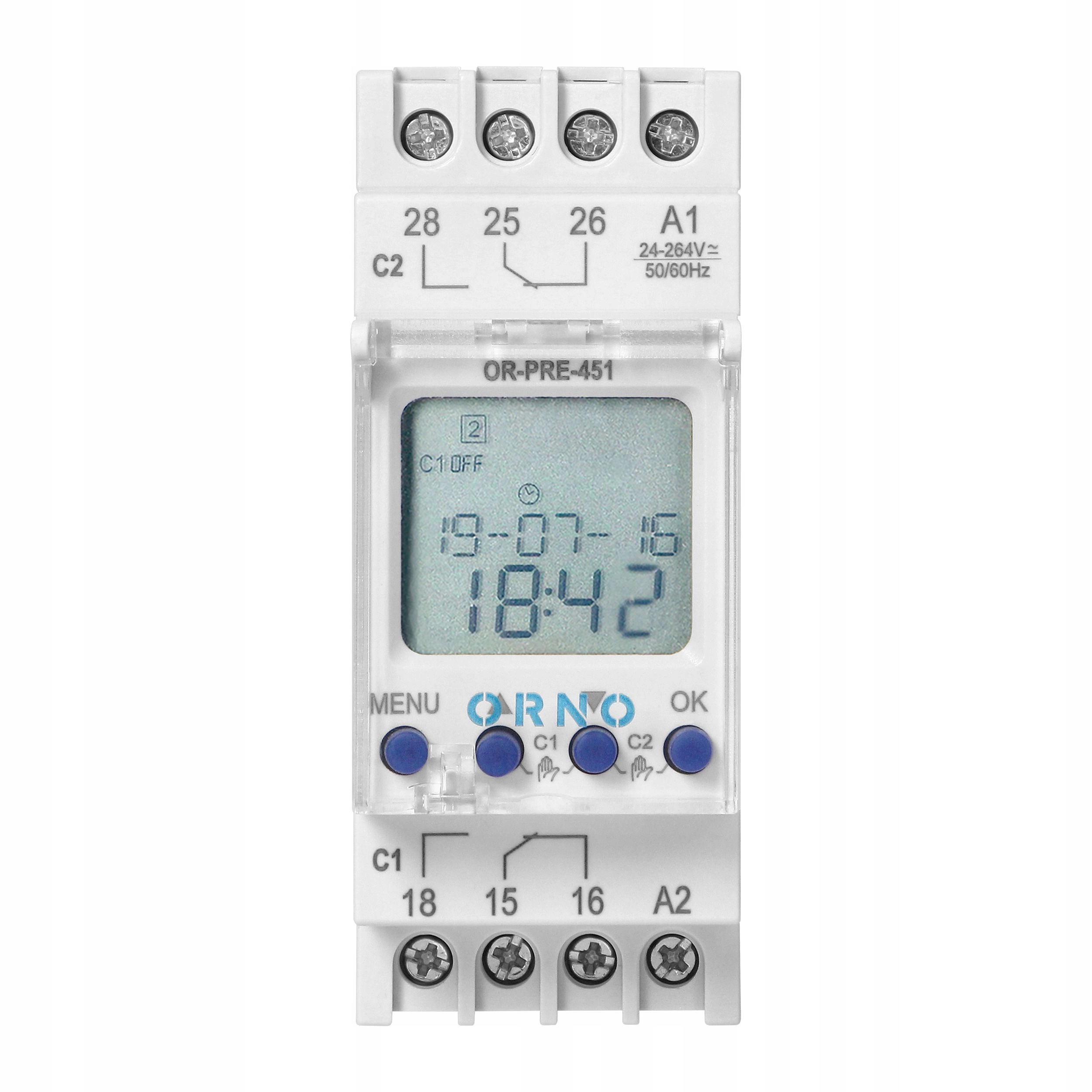 ORNO Timer Elektroniczny Programator Czasowy Astronomiczny LCD na Szynę DIN Marka Orno