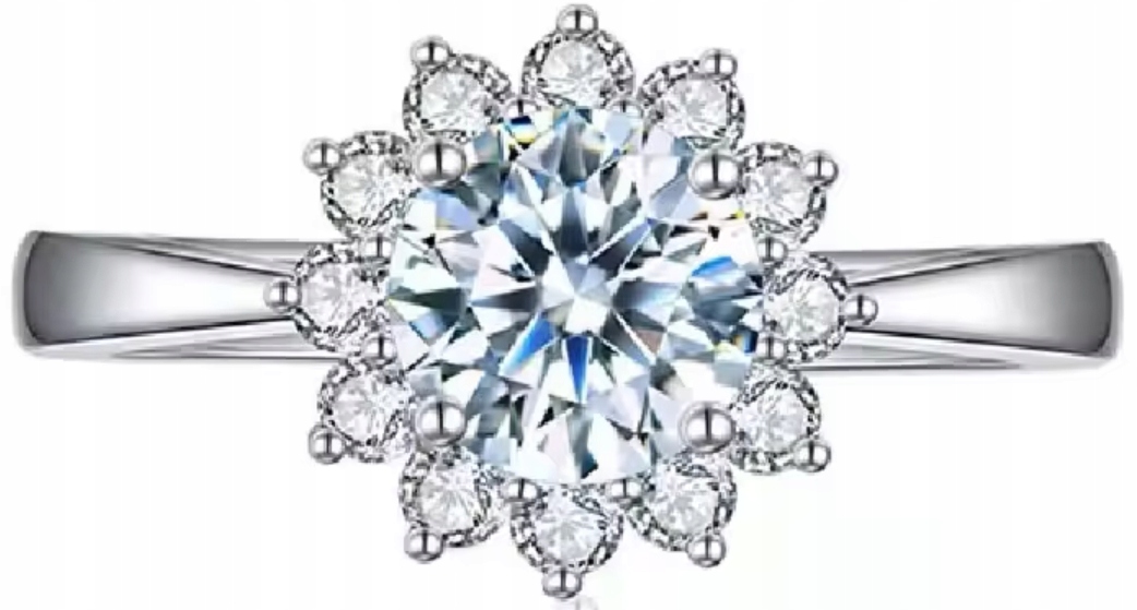 Stříbrný Prstýnek s briliantem a zirkony, nastavitelný Velikost