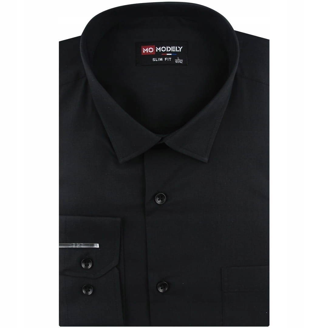 Koszula Męska Wizytowa do garnituru czarna Slim Fit J921
