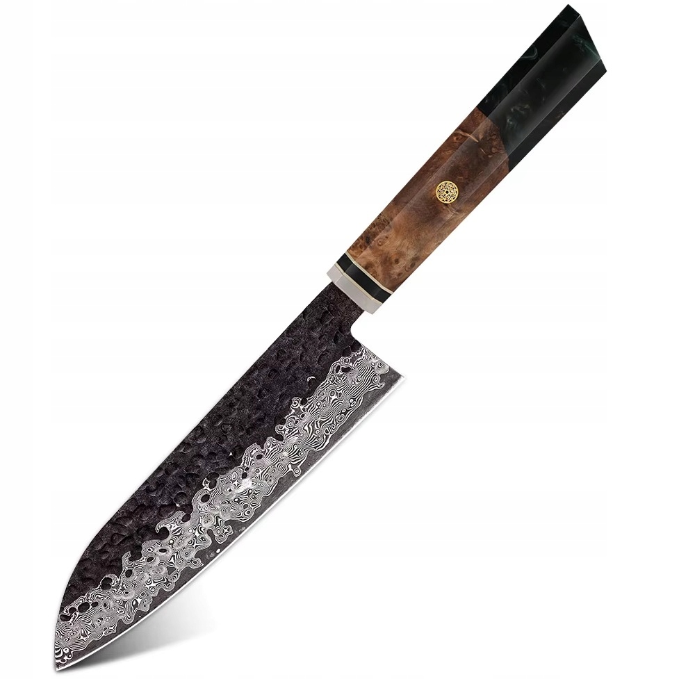 Damaškový kuchynský nôž Airi Santoku/Zelená KP-37316