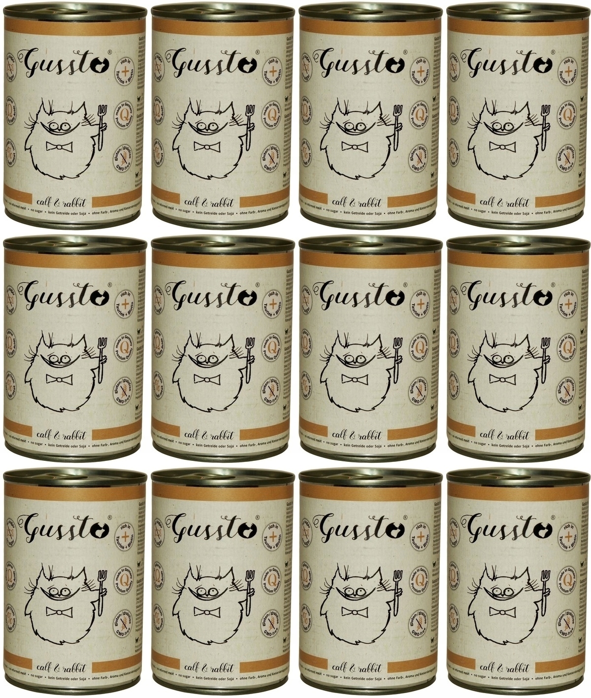 Levně Gussto Cat Fresh Telecí & Králík 12 x 400 g