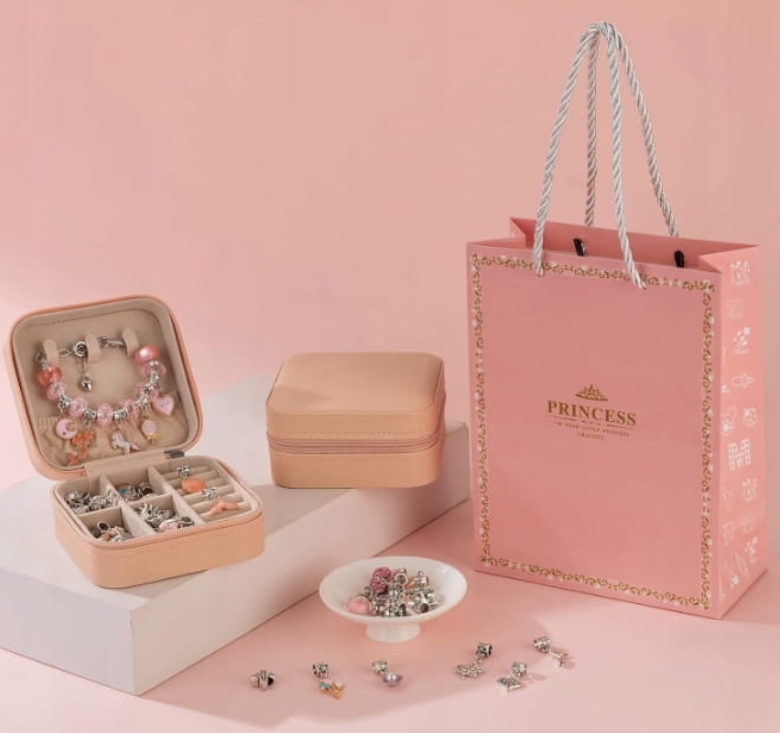 KREATYWNY ZESTAW DO ROBIENIA BRANSOLETEK NASZYJNIKOW RÓŻOWY PREZENT +GRATIS Waga produktu z opakowaniem jednostkowym 0.2 kg