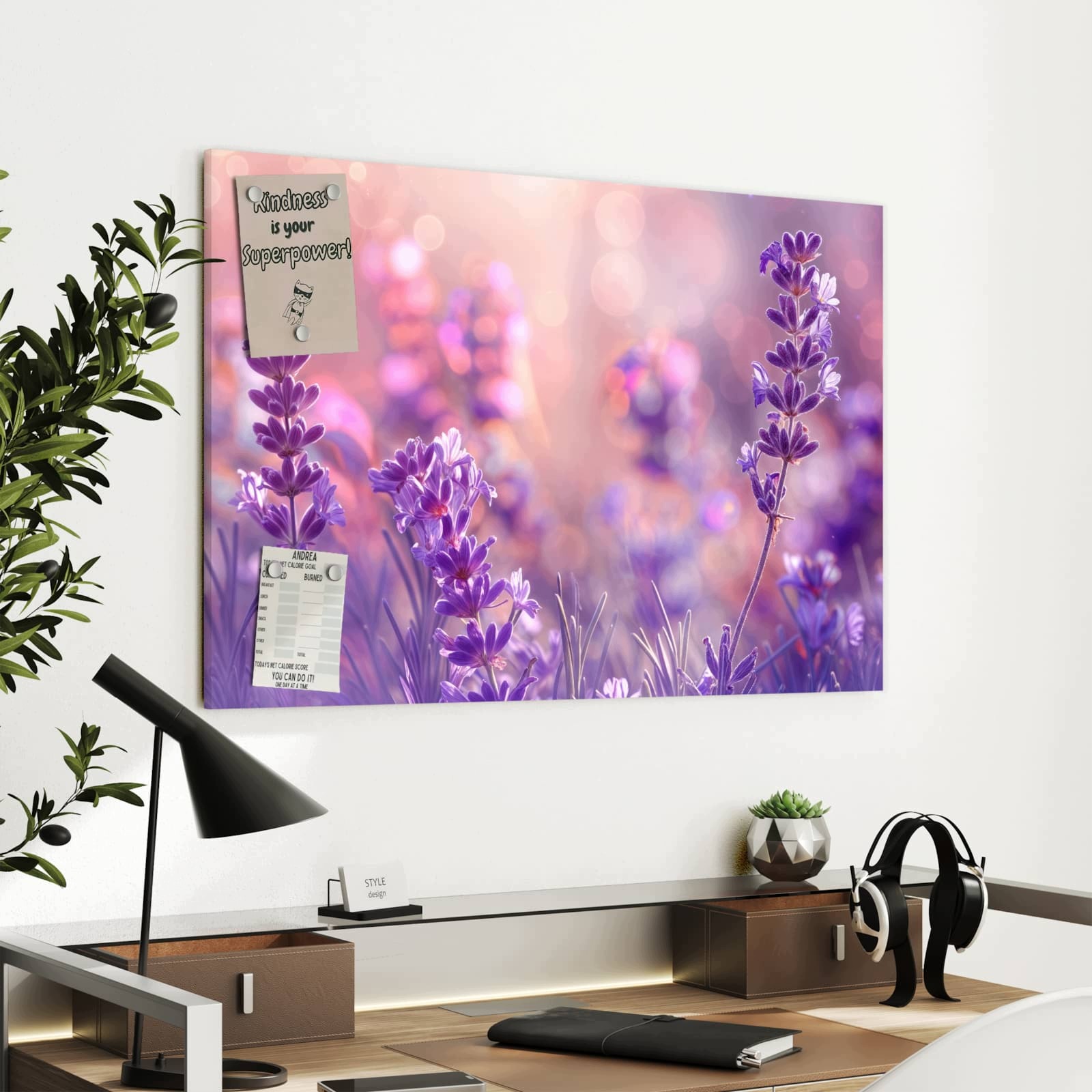 Magnetická tabule Sen o lawendzie 90 × 60 cm