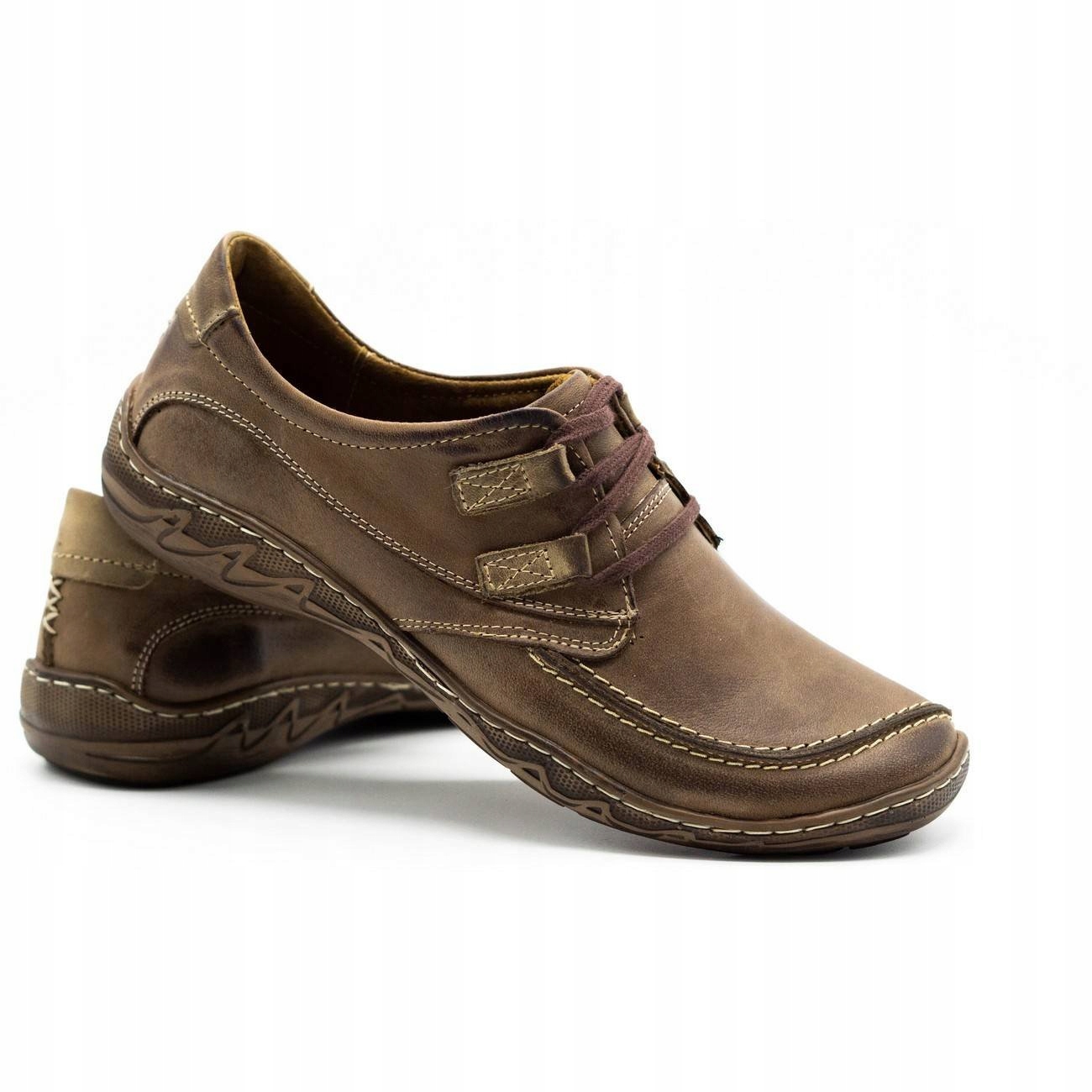 BUTY MĘSKIE SKÓRA POLSKIE 583 BRĄZ 48 Rozmiar 48