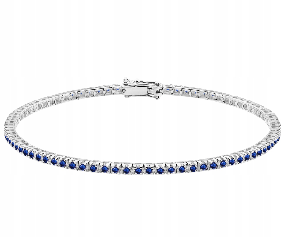 Bransoletka Białe Złoto 585 Szafiry 1,66 ct Grawer 19 cm