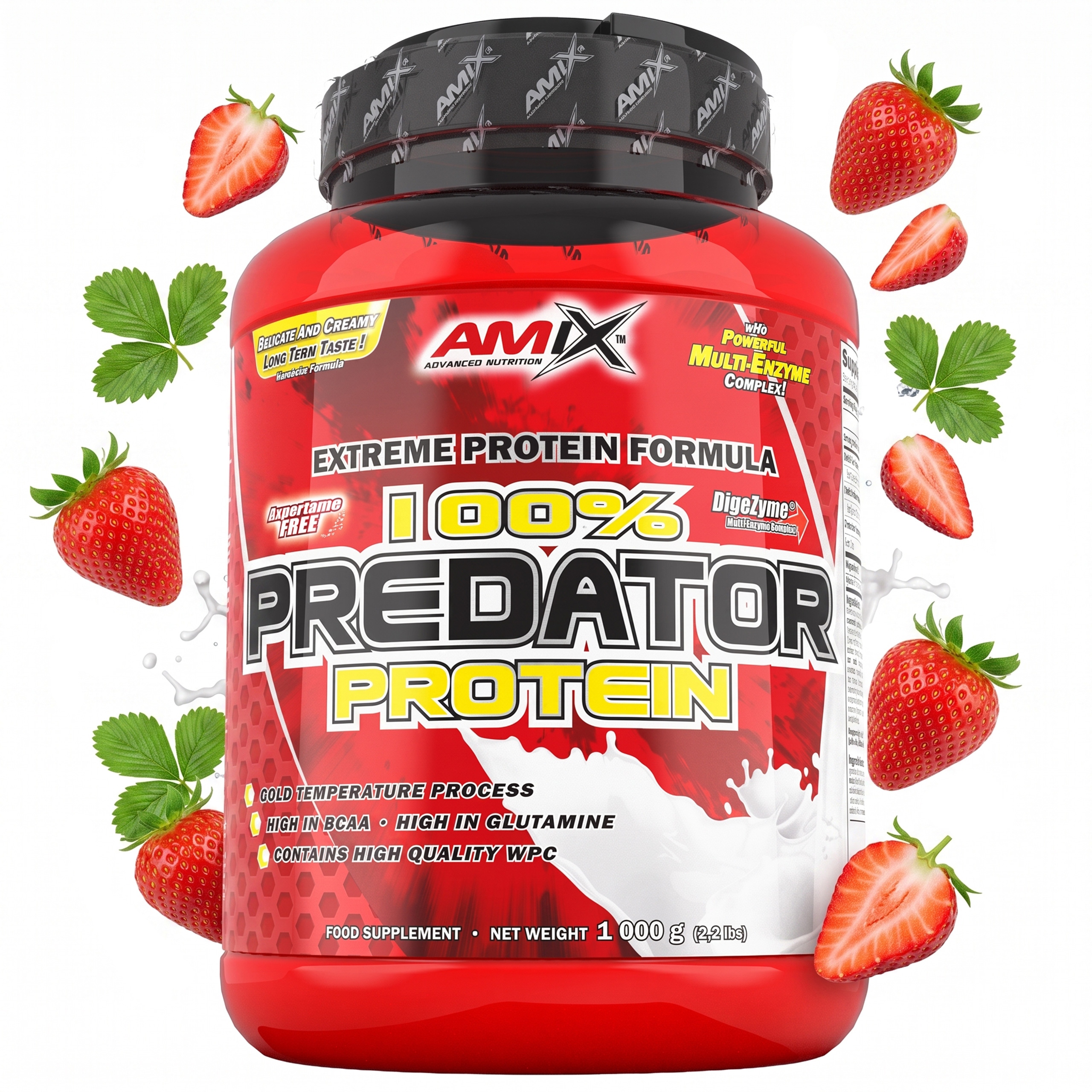 Syrovátkový protein doplněk stravy na hmotu Whey Beef 1 kg jahoda