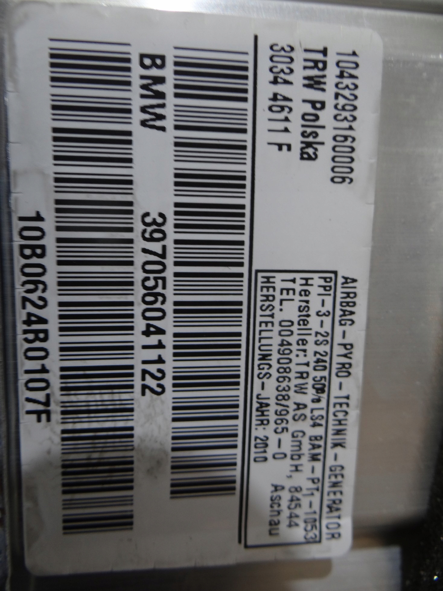 airbag airbag spolujezdce BMW E91 7056041