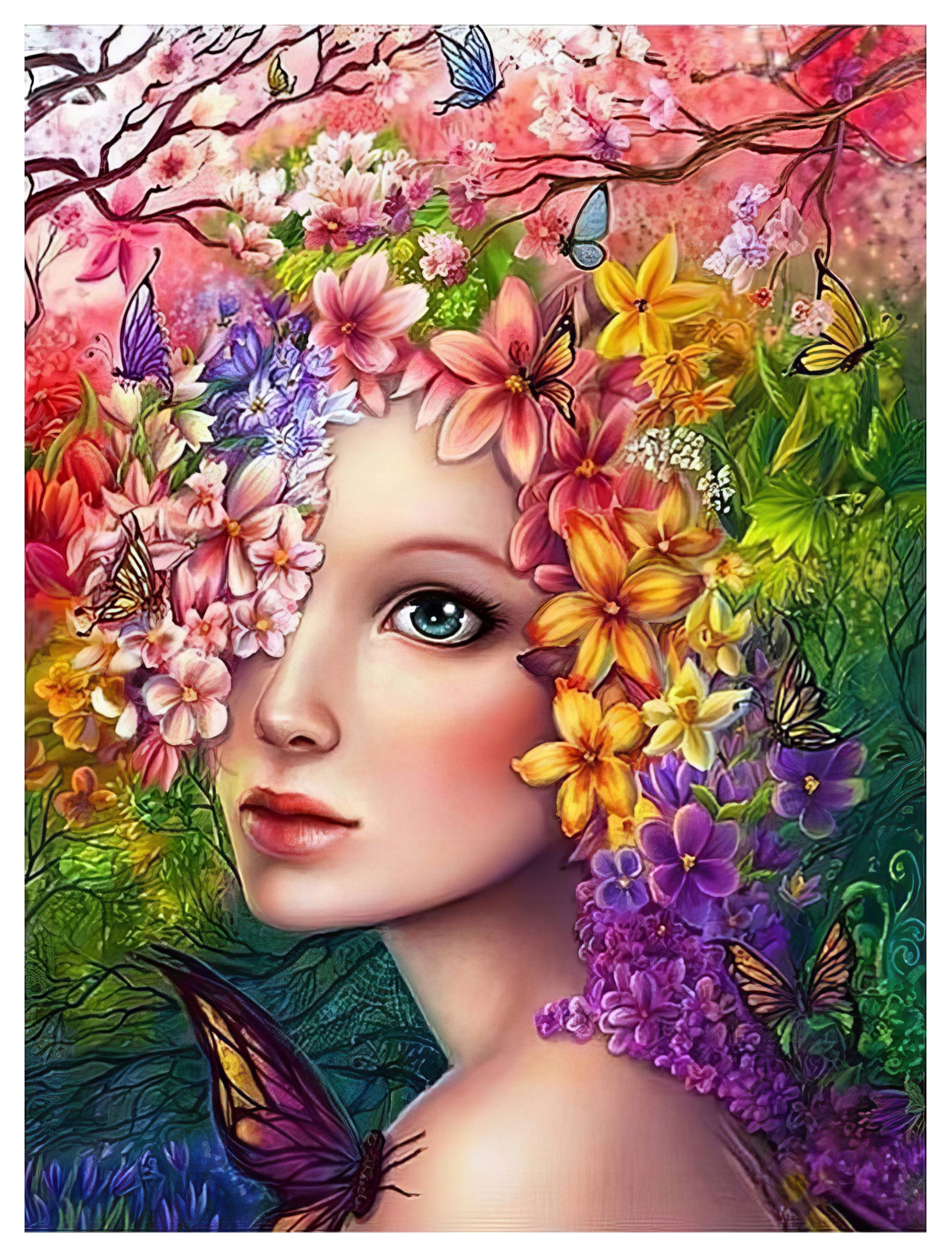 Diamantová Výšivka Diamond Painting Mozaika Jarní žena 45x55 Sada 5D