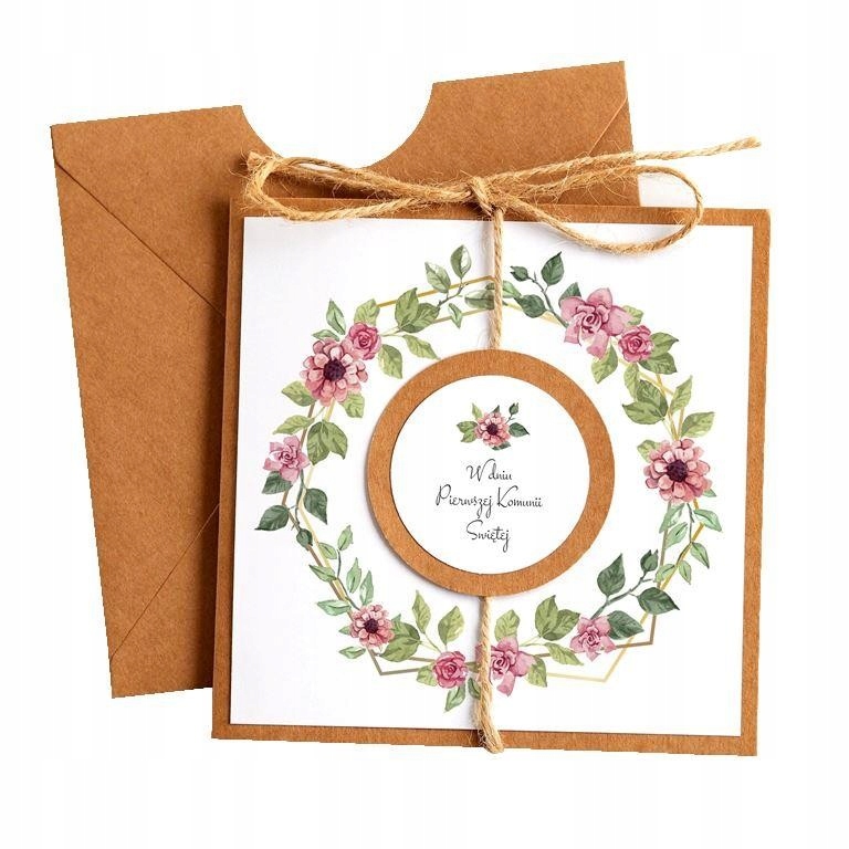 

Kartka pamiątka Komunijna Komunia Święta Geom Róż