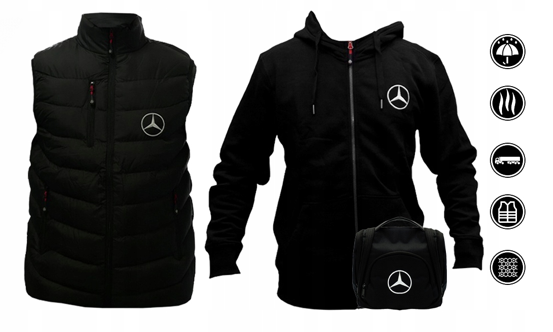 ORYGINALNY ZESTAW MERCEDES BLUZA OCIEPLACZ CZAPKA KOSMETYCZKA ROZMIAR XXXL Stan opakowania oryginalne