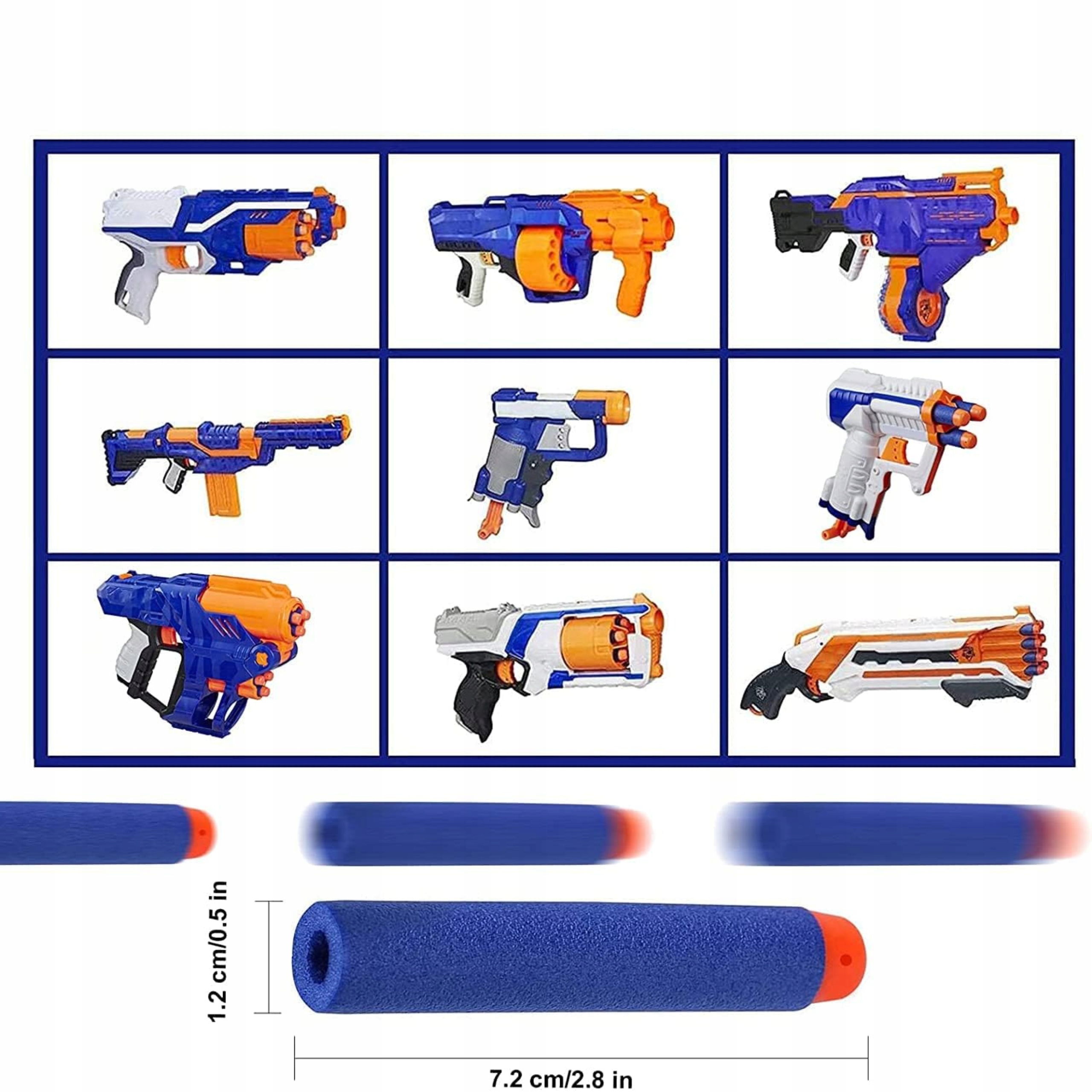 STRZAŁKI DO WYRZUTNI NABOJE DO PISTOLETÓW AMUNICJA PIANKOWA DO NERFA 100szt Certyfikaty, opinie, atesty CE