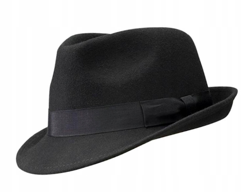 Pánský vlněný klobouk černý trilby Witleather Skoczów 100% ovčí vlna