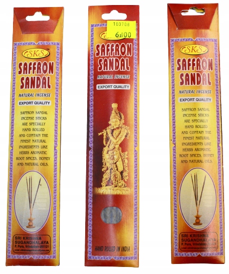

Naturalne indyjskie kadzidełka Saffron Sandal