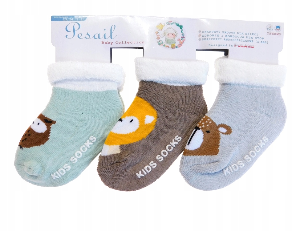 

3x Ciepłe Skarpetki Frotte Bezuciskowe Abs 25-26