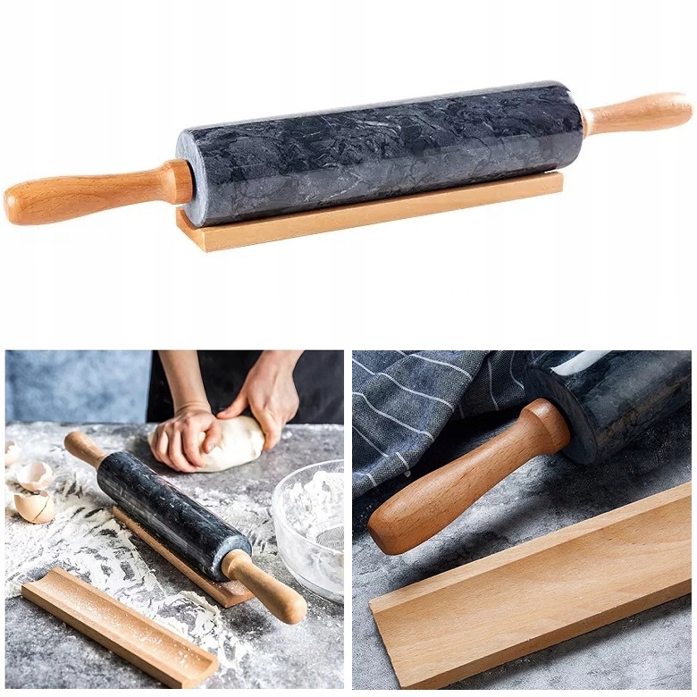 WAŁEK MARMUROWY KAMIENNY DO CIASTA Z PODSTAWKĄ Kod producenta BB-3145