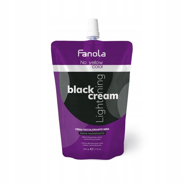 Rozjasňovač Fanola No Yellow Black, 500 g, 7-8 tónů, jednotná barva, lesk