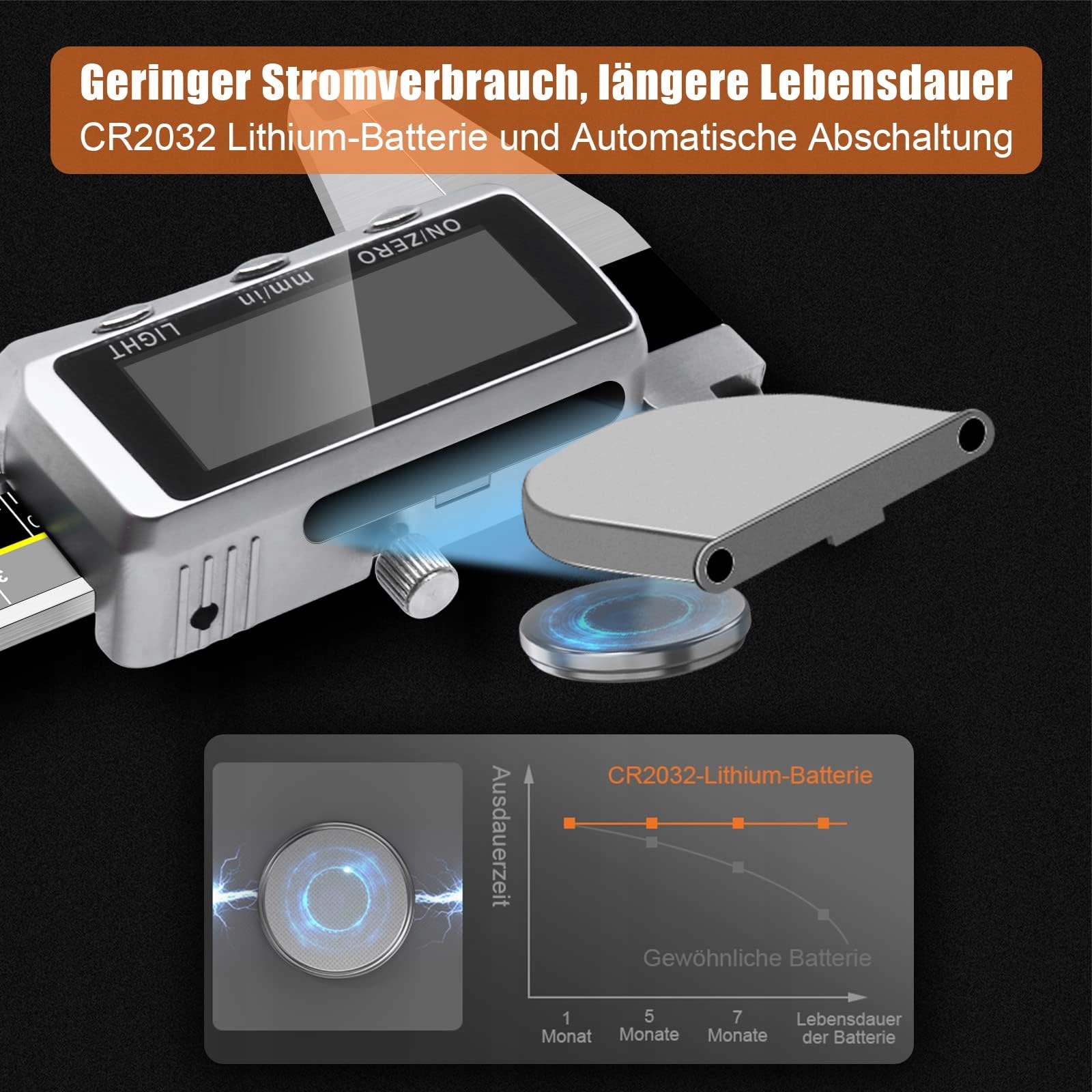 ORTHLAND Cyfrowy Suwmiarka 150mm LCD Wodoodporny Pomiar Głębokości — miniatura 7