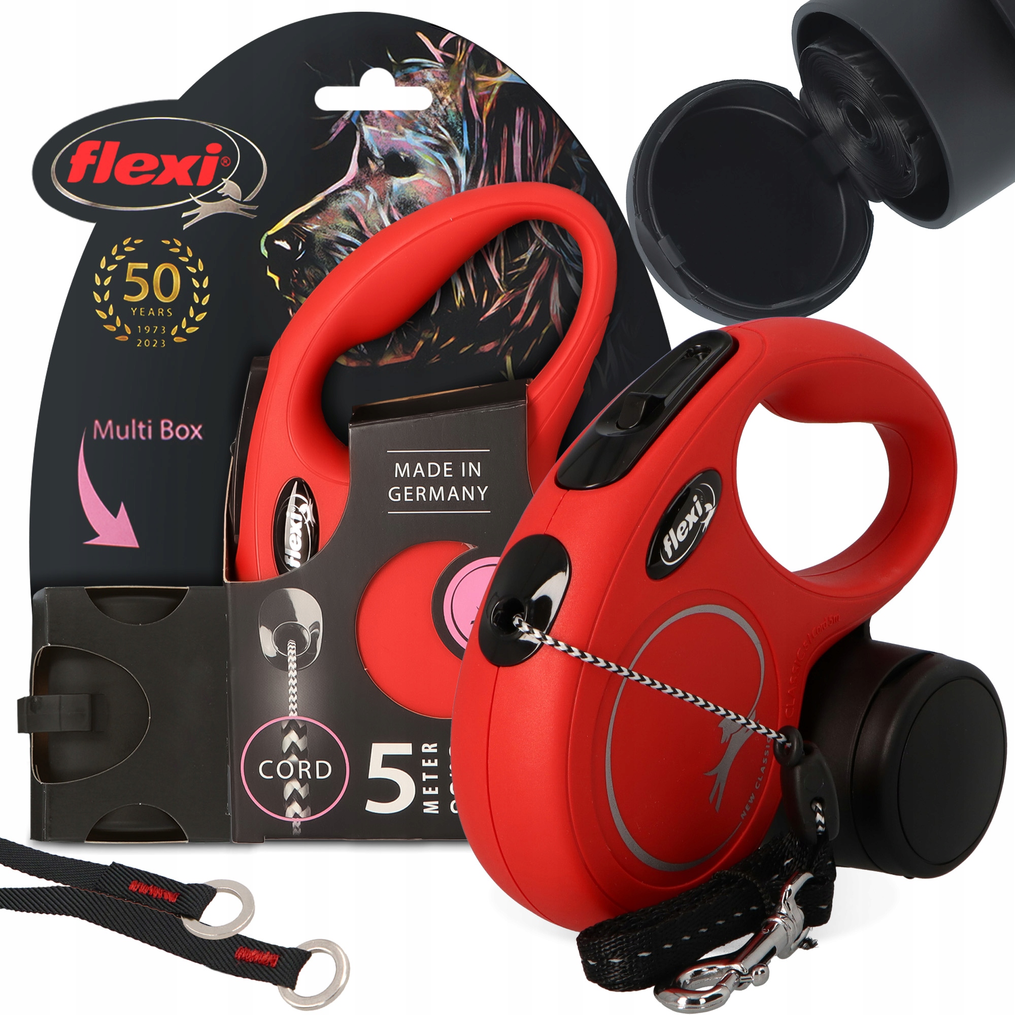 Levně Vodítko Pro Psa Kočku Do 12kg Lanko 5m Zásobník Sáčků na psí exkrementy 3O