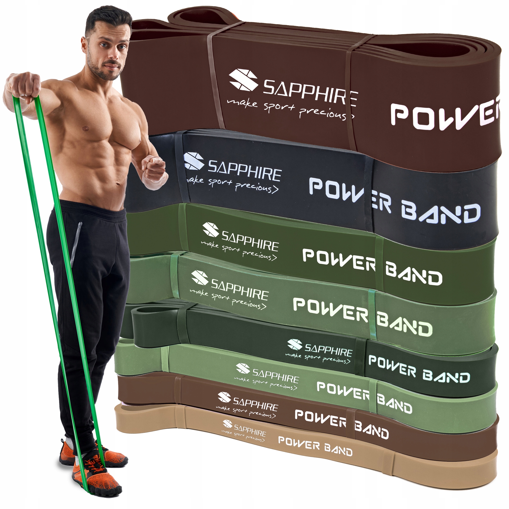 Gumy oporowe Power Band Zestaw x8 Mocne taśmy Treningowe Do Ćwiczeń jakość