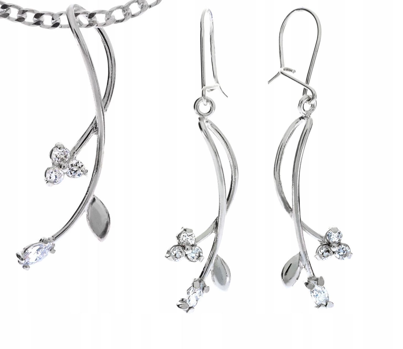 Jemný Stříbrný Komplet Květin A Lístků PR.925