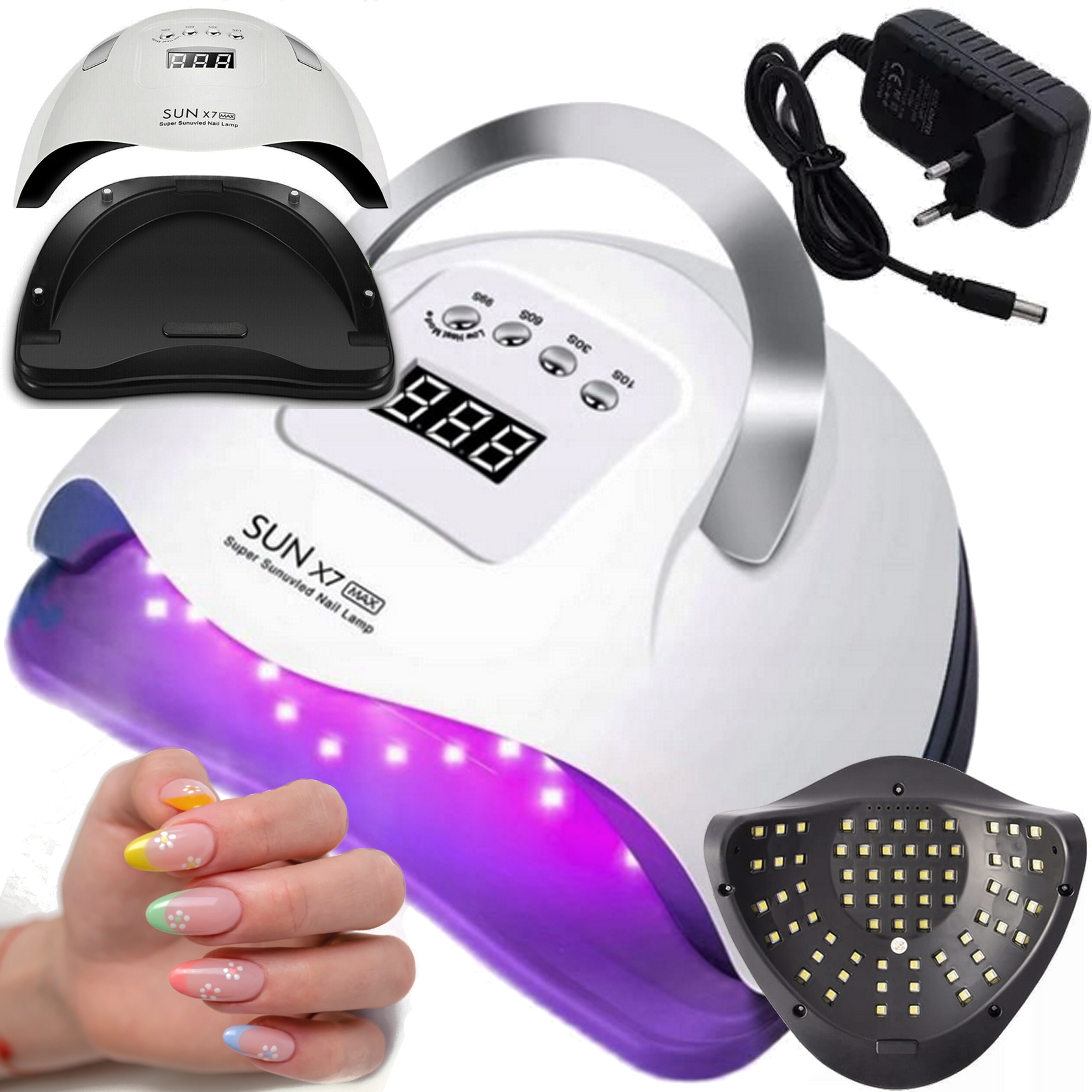 Lampa Do Paznokci Mocna Manicure Hybrydy Żele x7 Max Timer UV/LED 220W