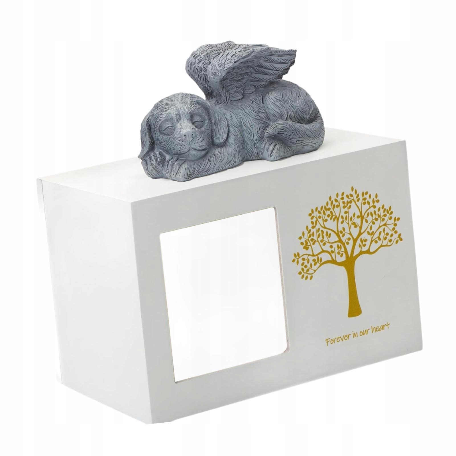 Kremační urna pro psa s sochou anděla Krabička s pamětí Lehká