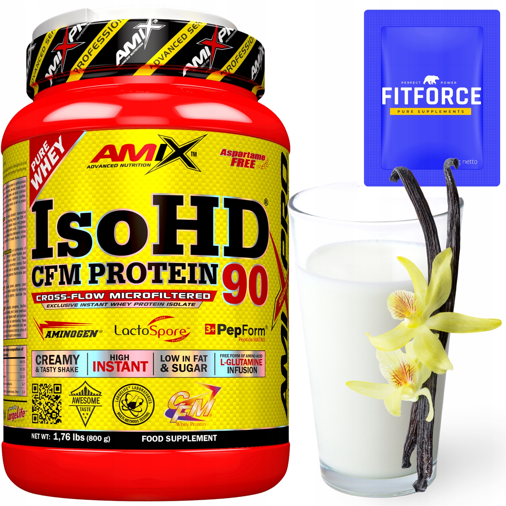 Vanilkový protein Amix IsoHD 90 Cfm Protein 800 g vanilka Dieta Keto Produkty