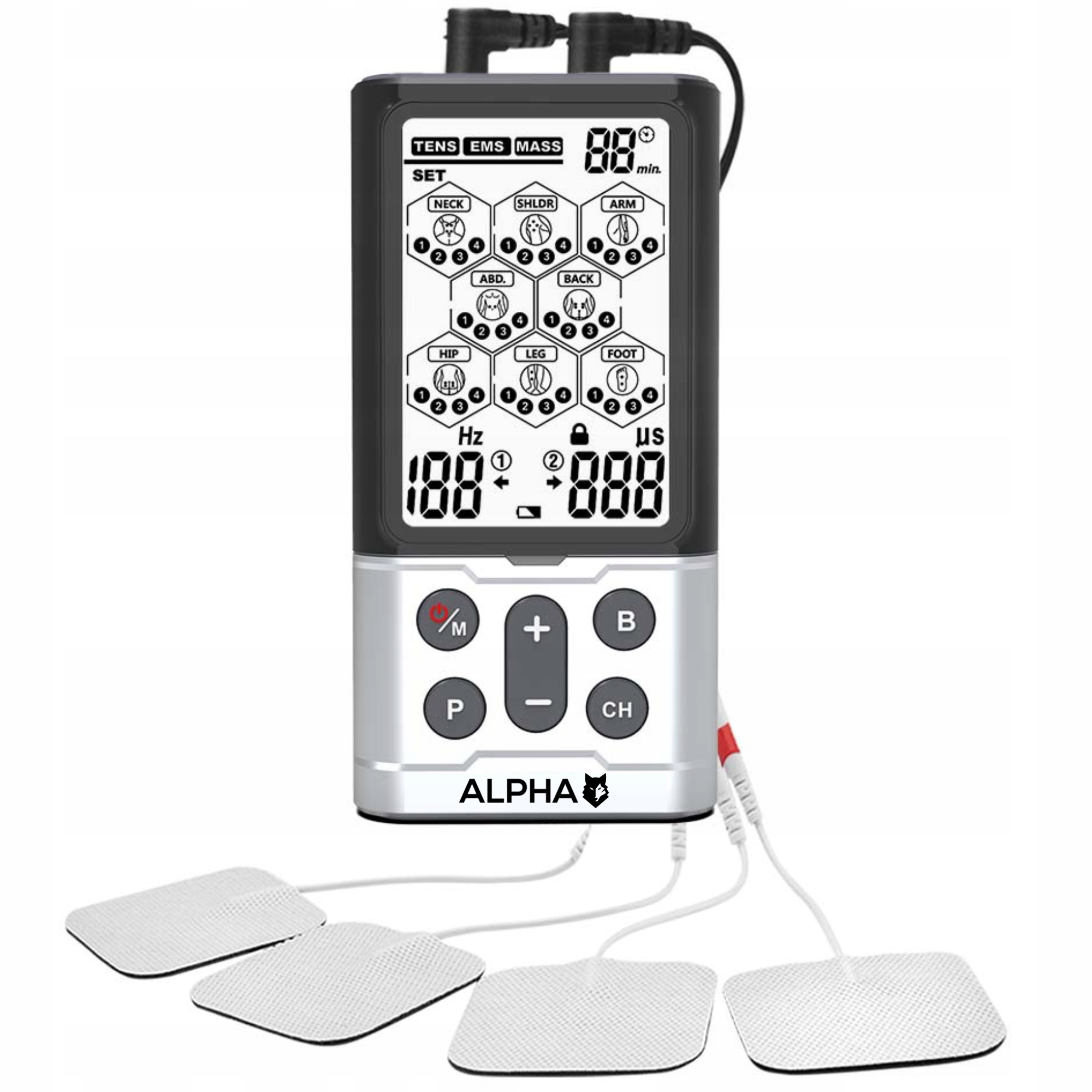 Электростимулятор мышц и нервов TENS EMS MASSAGE 60 программ Электростимулятор типа ALPHA