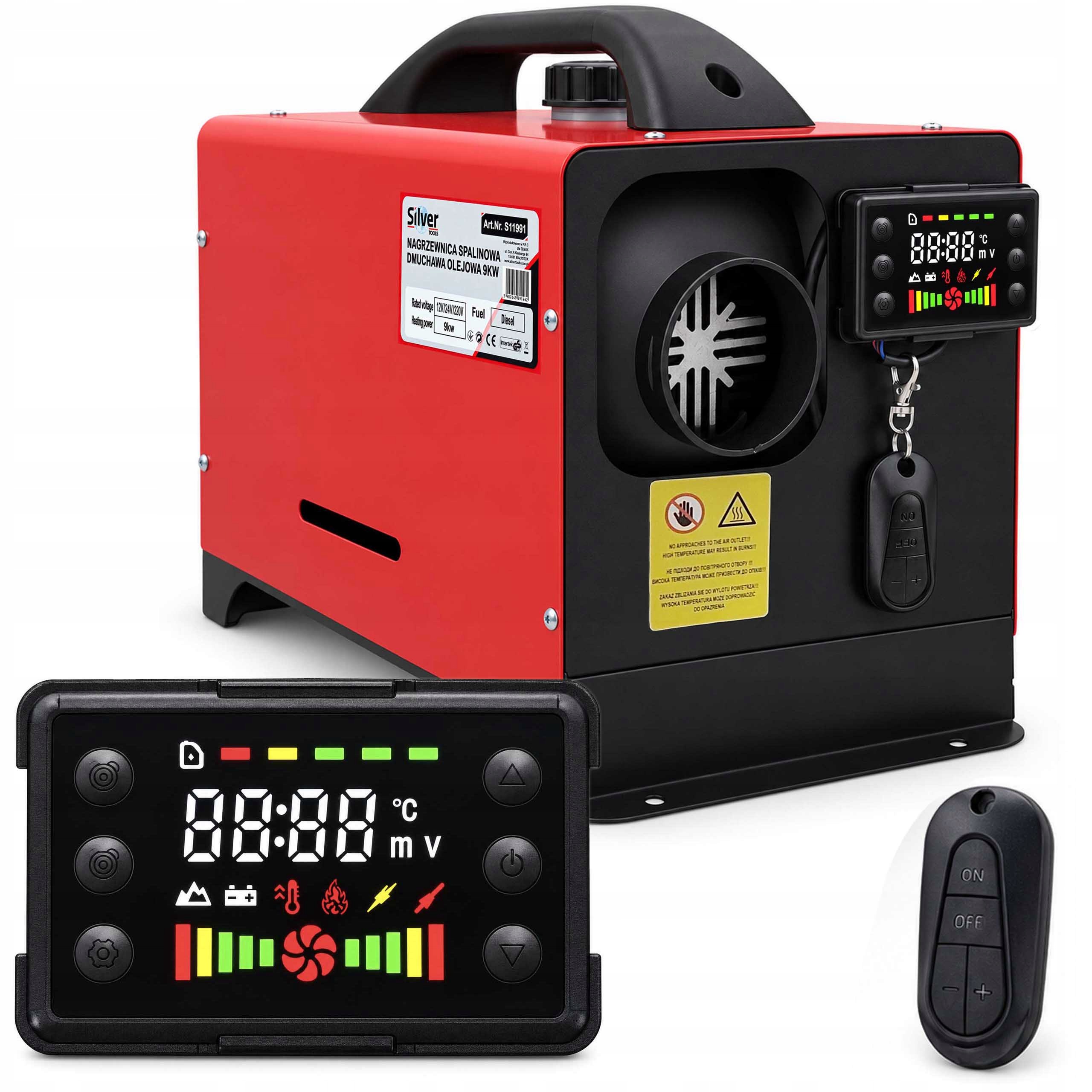 Olejový Spalinový Ohřívač 9KW 12V 230V LCD Dálkové Ovládání Nezávislé Topení