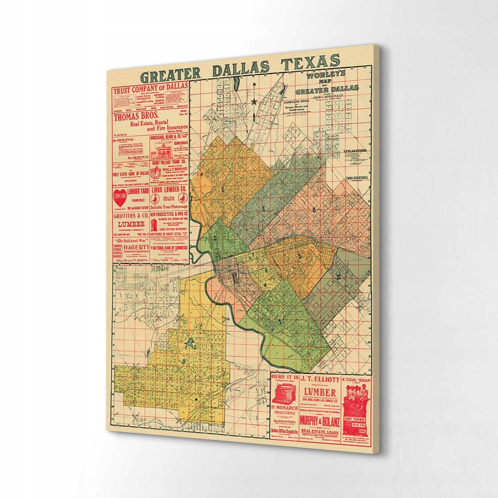 

Druk na płótnie 40x60 Retro mapa Dallas w Teksasie
