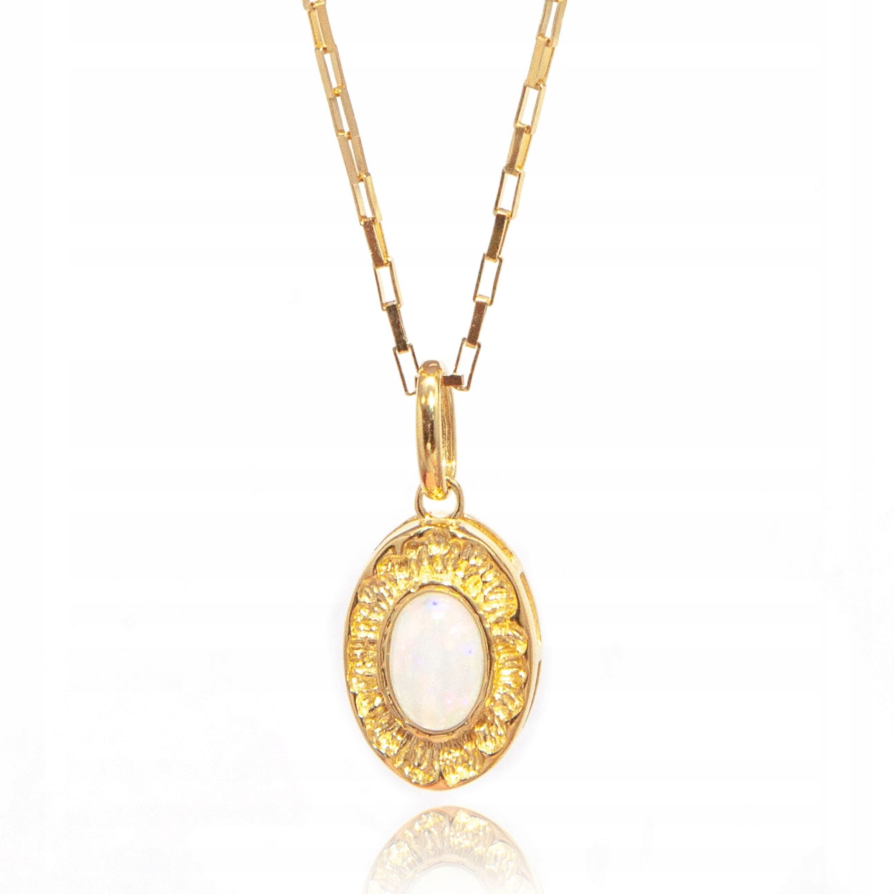 Stříbrný pozlacený náhrdelník s opálem, elegantní stříbro 925, světlý