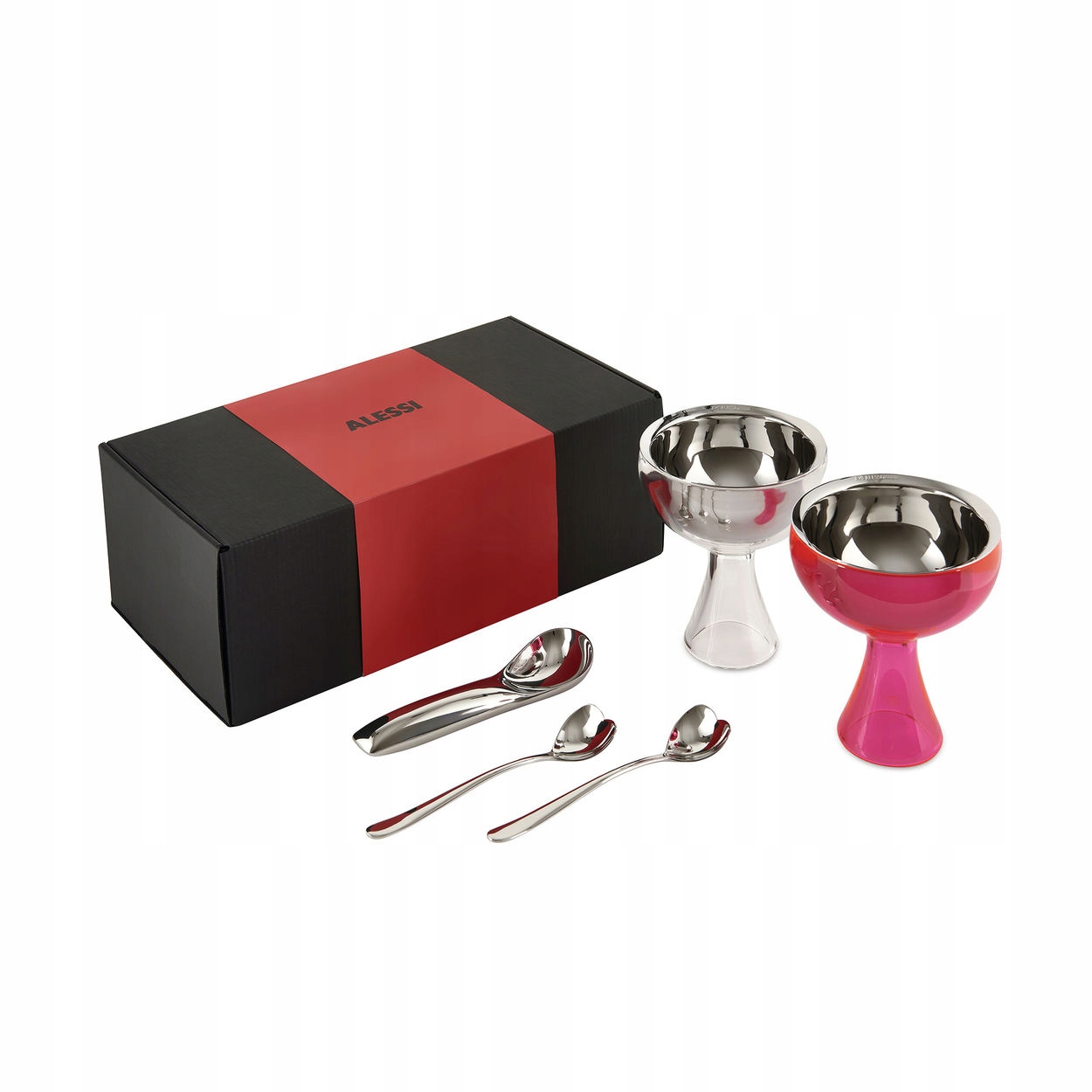 Puchary do lodów z łyżeczką Big Love Zestaw prezentowy Alessi & Ice Cream