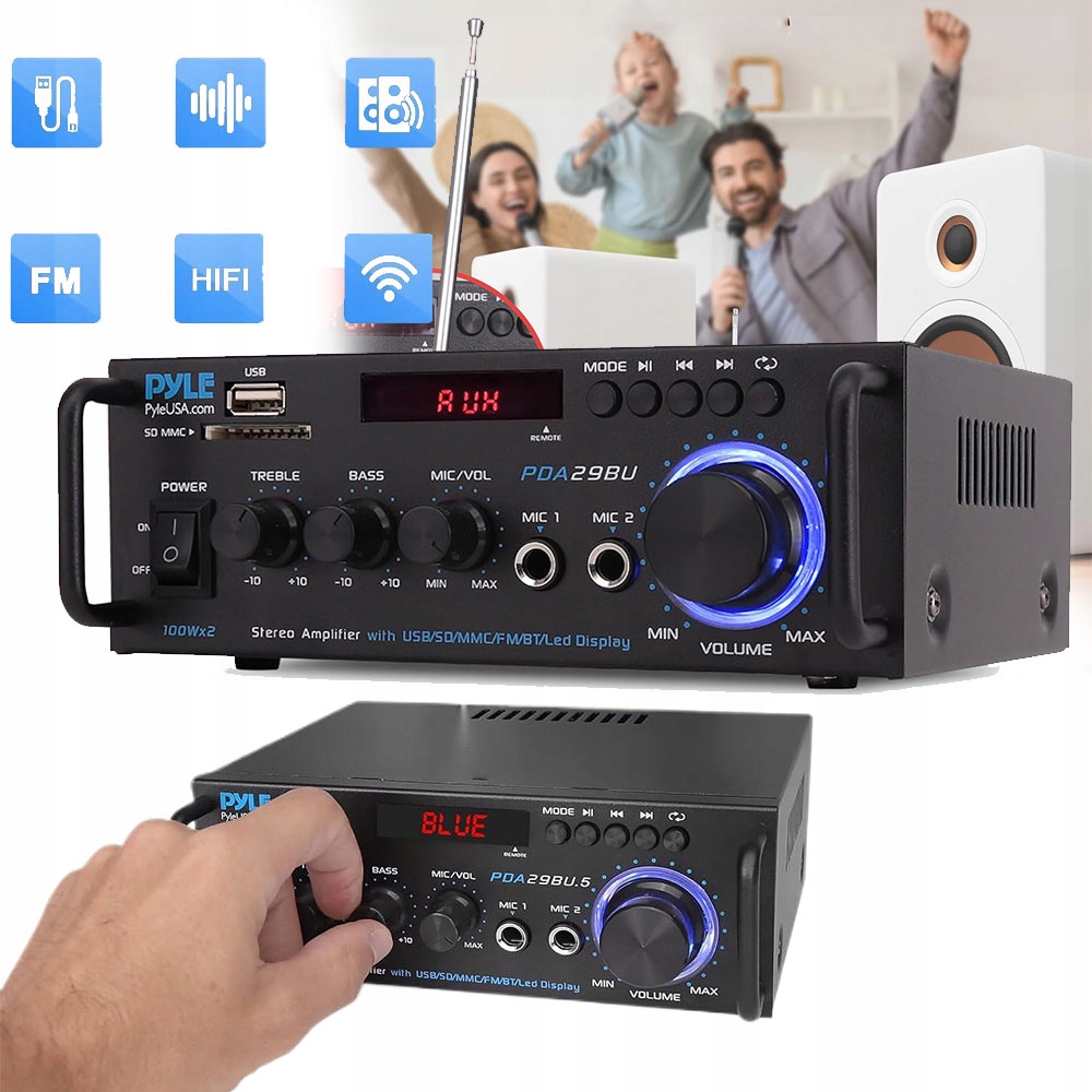 Mini Stereo Zesilovač Zvuku S Bluetooth Rca Usb Fm Rádio 2 Vstupy