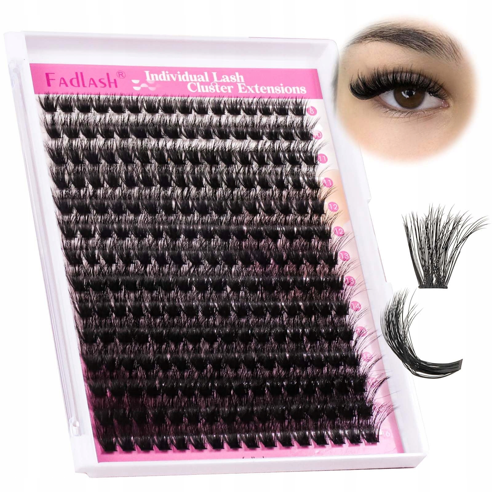 FADLASH Rzęsy Kępki 100D 0.07D Curl 3D Efekt Mix 8-16mm Dla Początkujących — miniatura 8