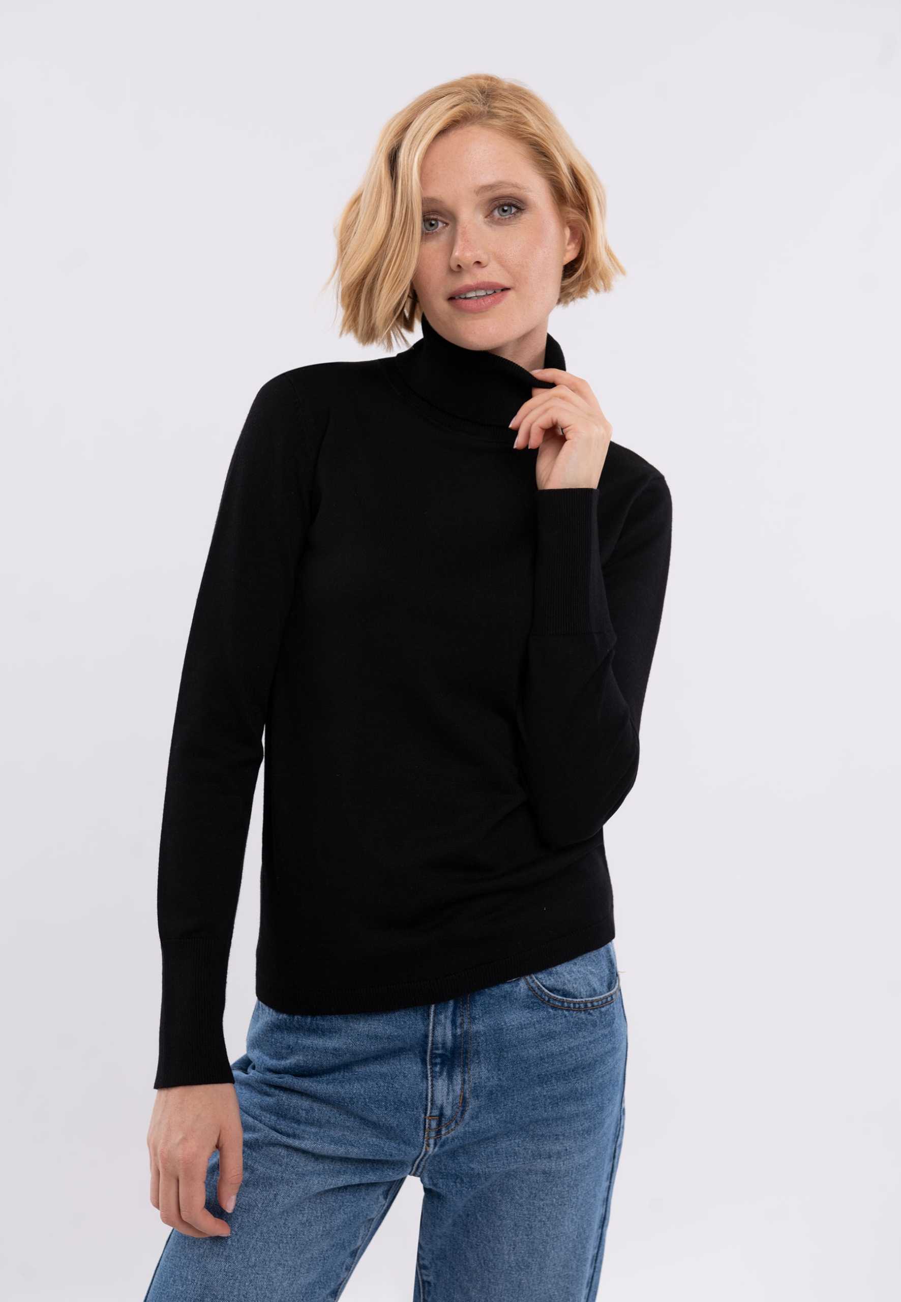 DAMSKI GOLF GŁADKI WISKOZA BASIC CZARNY VOLCANO S-JULI 3XL EAN (GTIN) 5900462659240