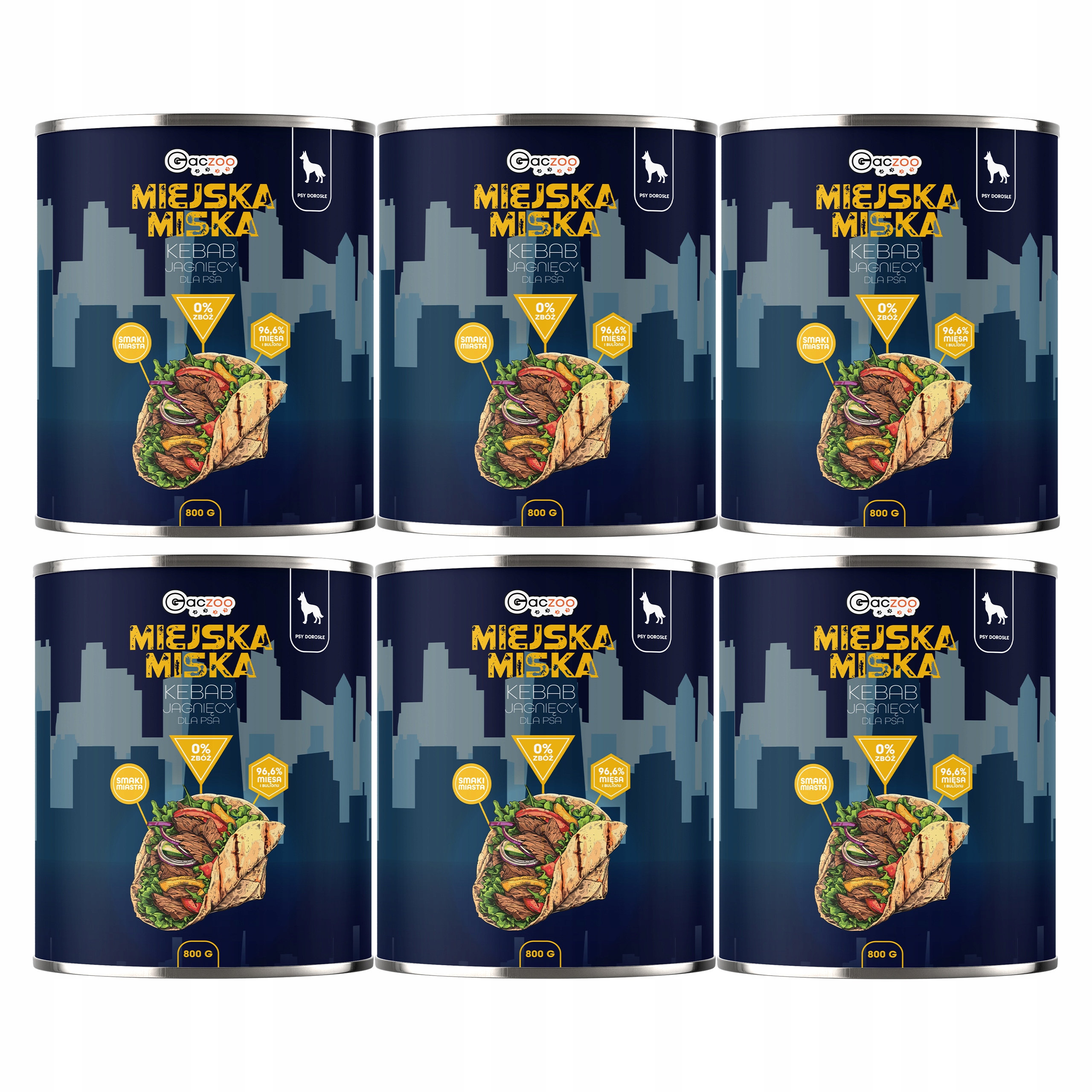 Levně Gaczoo Městská miska bezobilná krmivo pro psy Jehněčí kebab 6 x 800 g