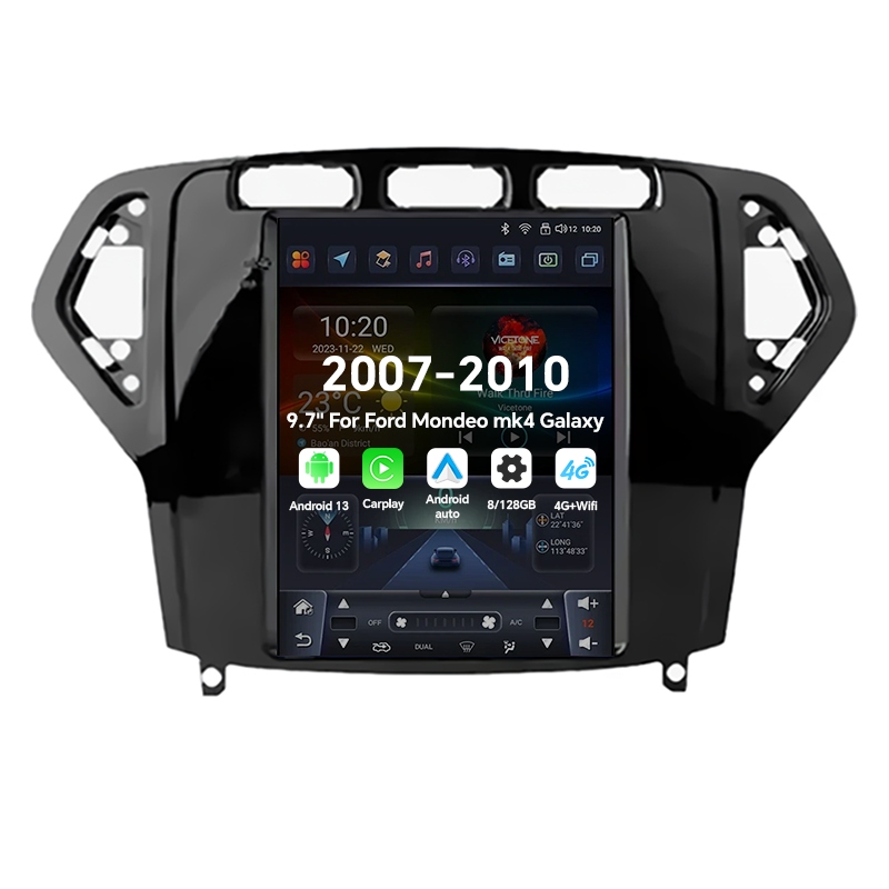 9,7" 2Din autorádio s Androidom 13 pre Ford Mondeo MK4 Galaxy s klimatizáciou 2007-2010