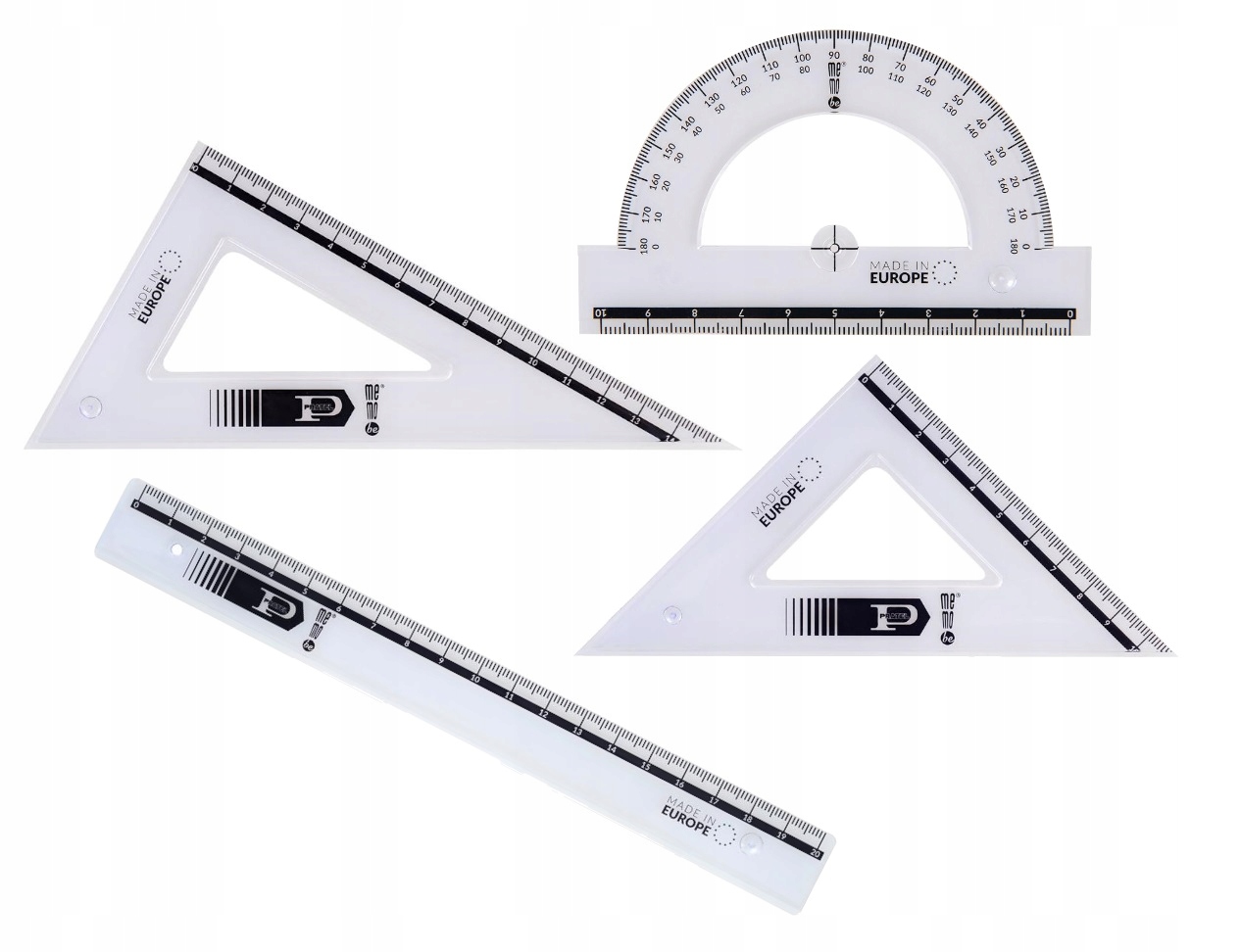Zestaw kreślarski 4 elementy Pratel linijka 20cm Stan opakowania oryginalne