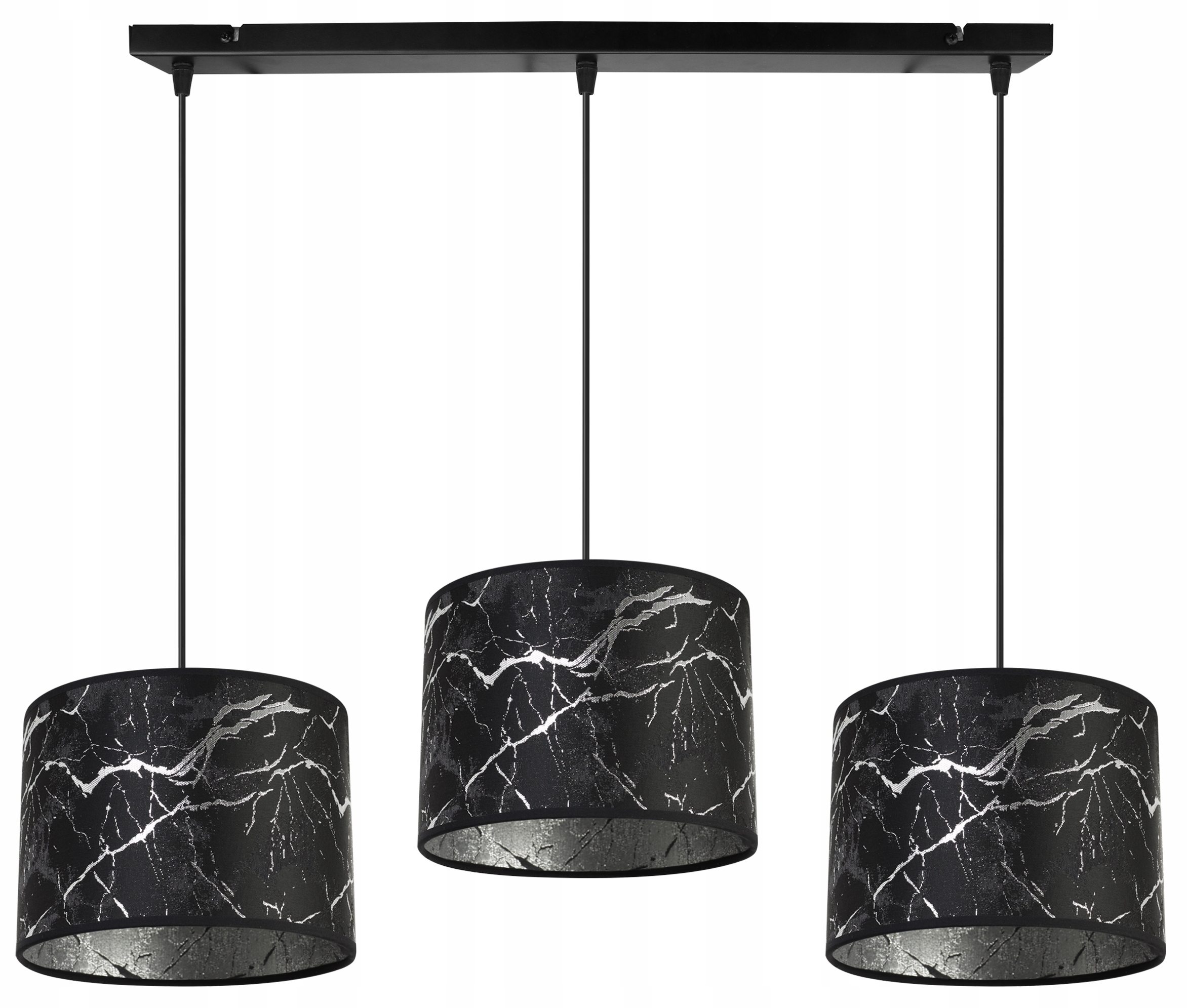 Lampa Sufitowa Wisząca Żyrandol Potrójna Abażur Srebro Do Jadalni