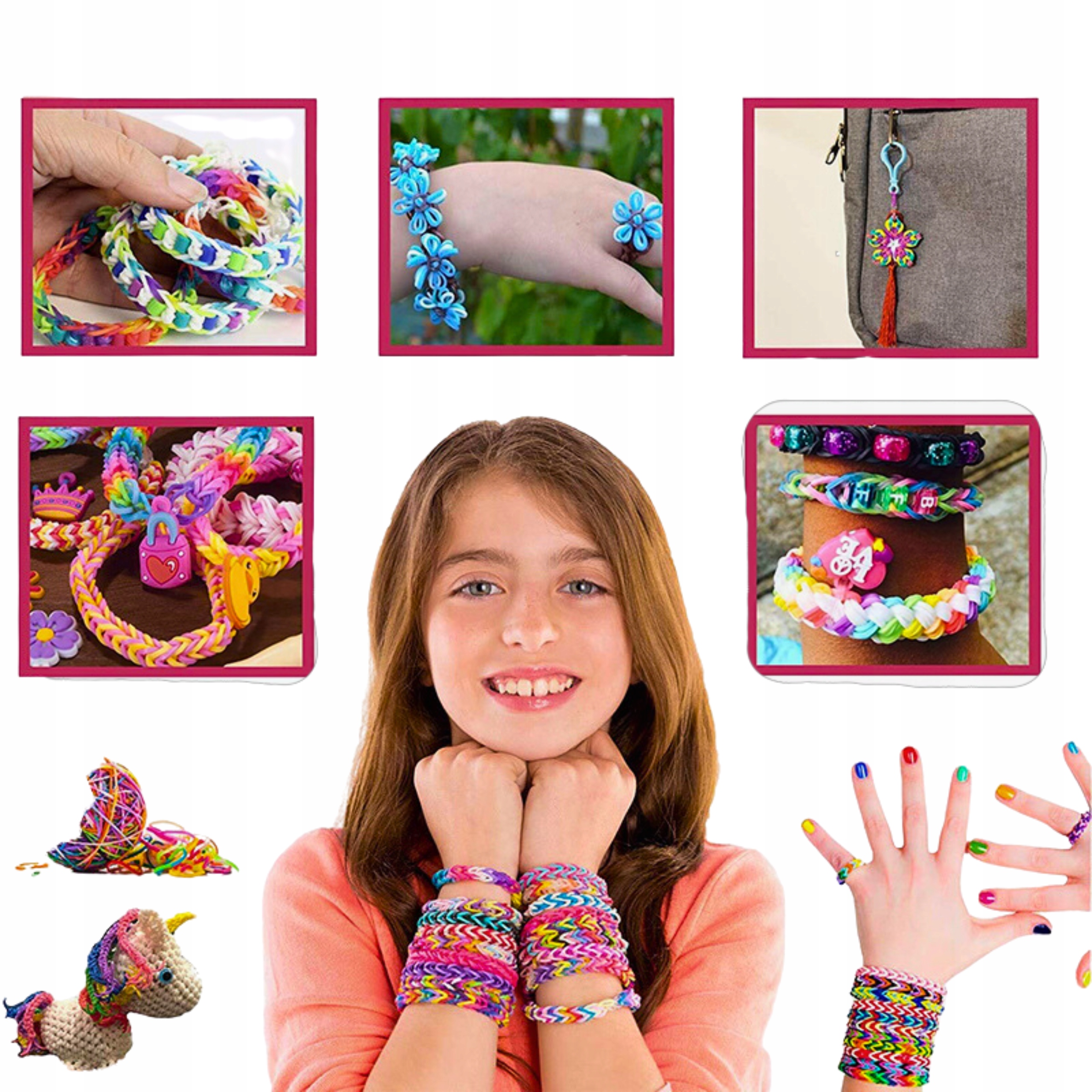 GUMKI DO ROBIENIA BRANSOLETEK BIŻUTERII KORALIKI LOOM BANDS PREZENT ZESTAW Certyfikaty, opinie, atesty CE