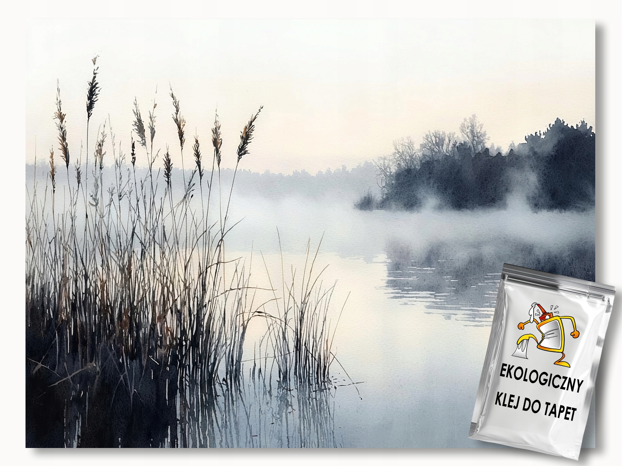 Fototapeta Flizelina Krajina Jezero Rybník Trávy Mlha Ráno 300x210 110g