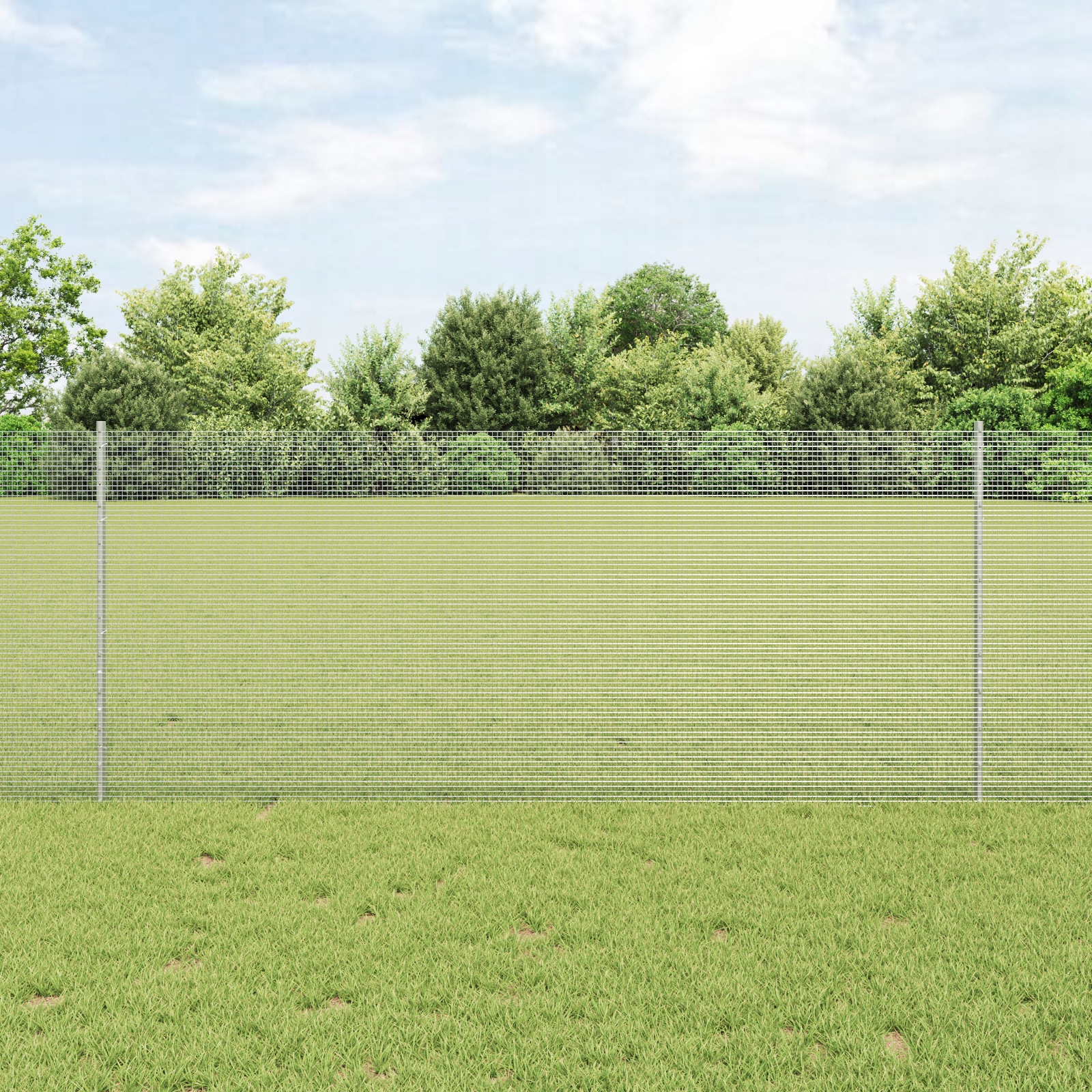 Svařované drátěné oplocení s 44 U sloupky Stříbrná 1x50 m Ocel Silver 33363