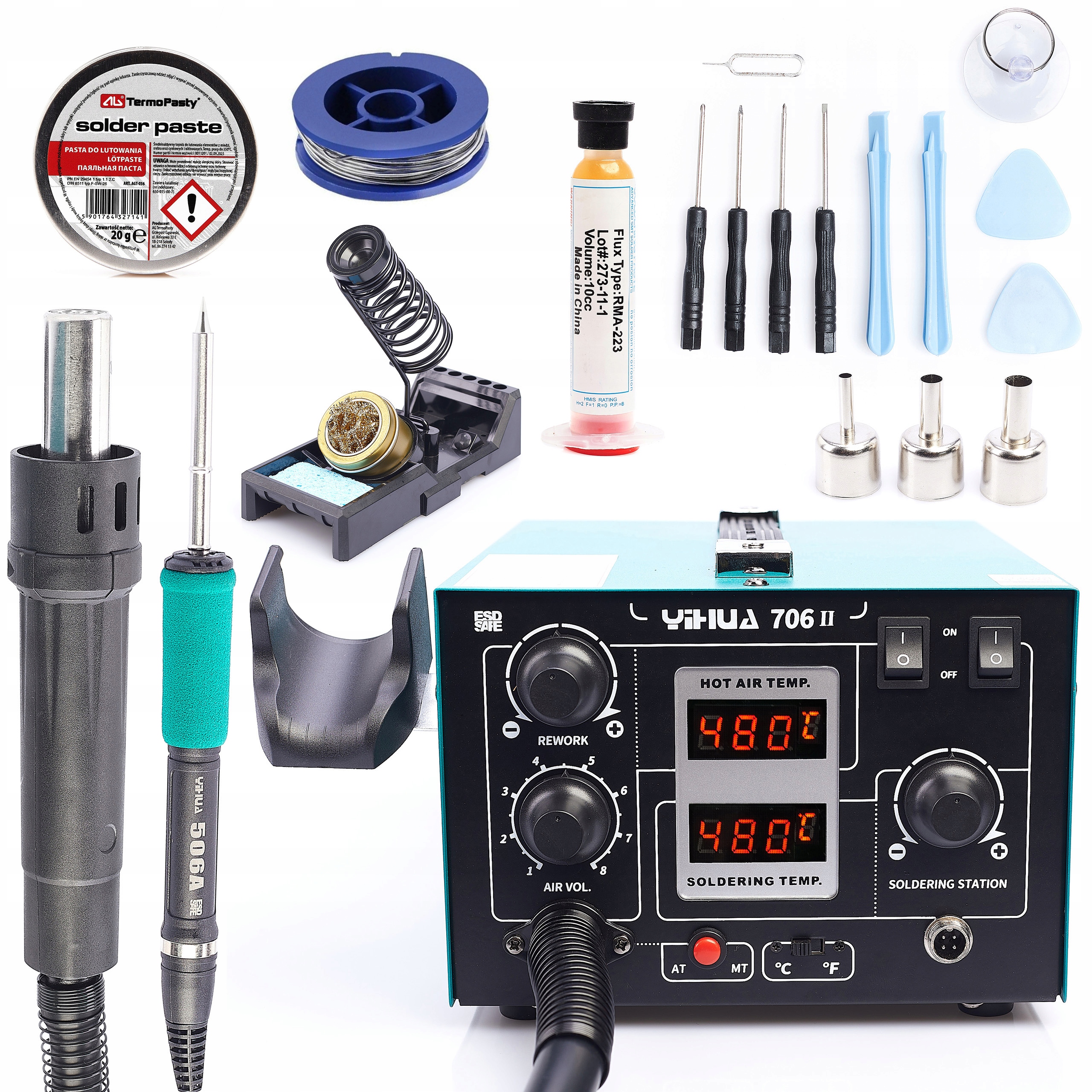 Pájecí Stanice 2V1 Yihua 706 II Hot Air Set Pasta Tavidlo Cín Servis