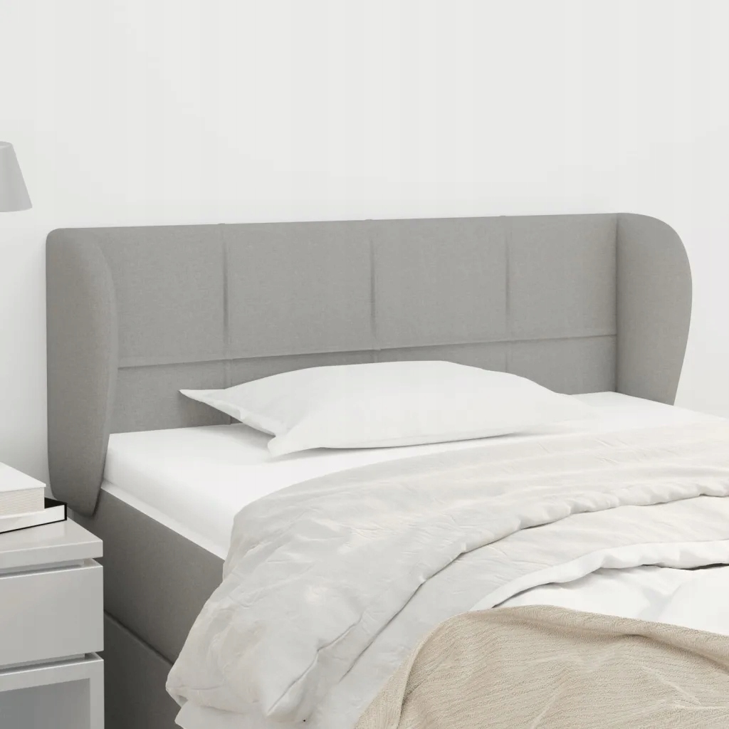 Čelo postele typu ušák světle šedé 103x23x78/88 cm textil Šedá 3117134